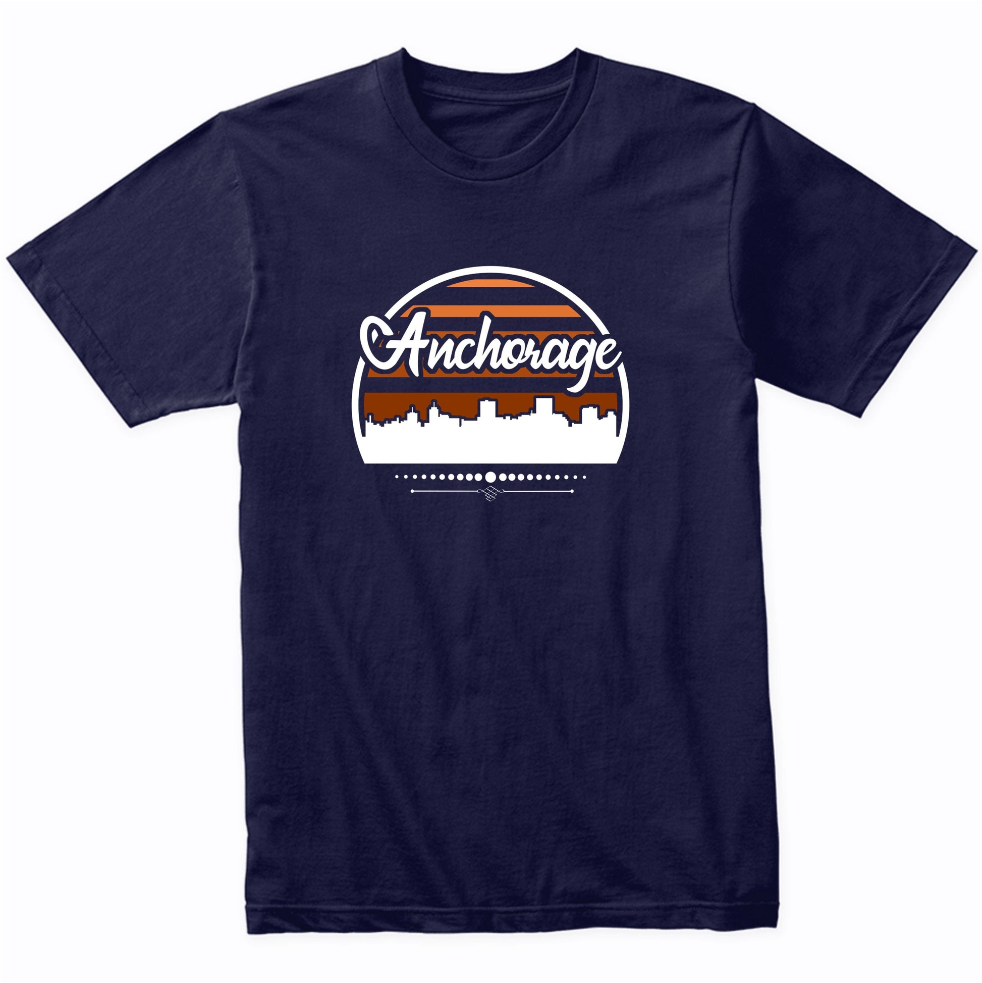 Retro Anchorage Alaska Sunset Skyline T-Shirt