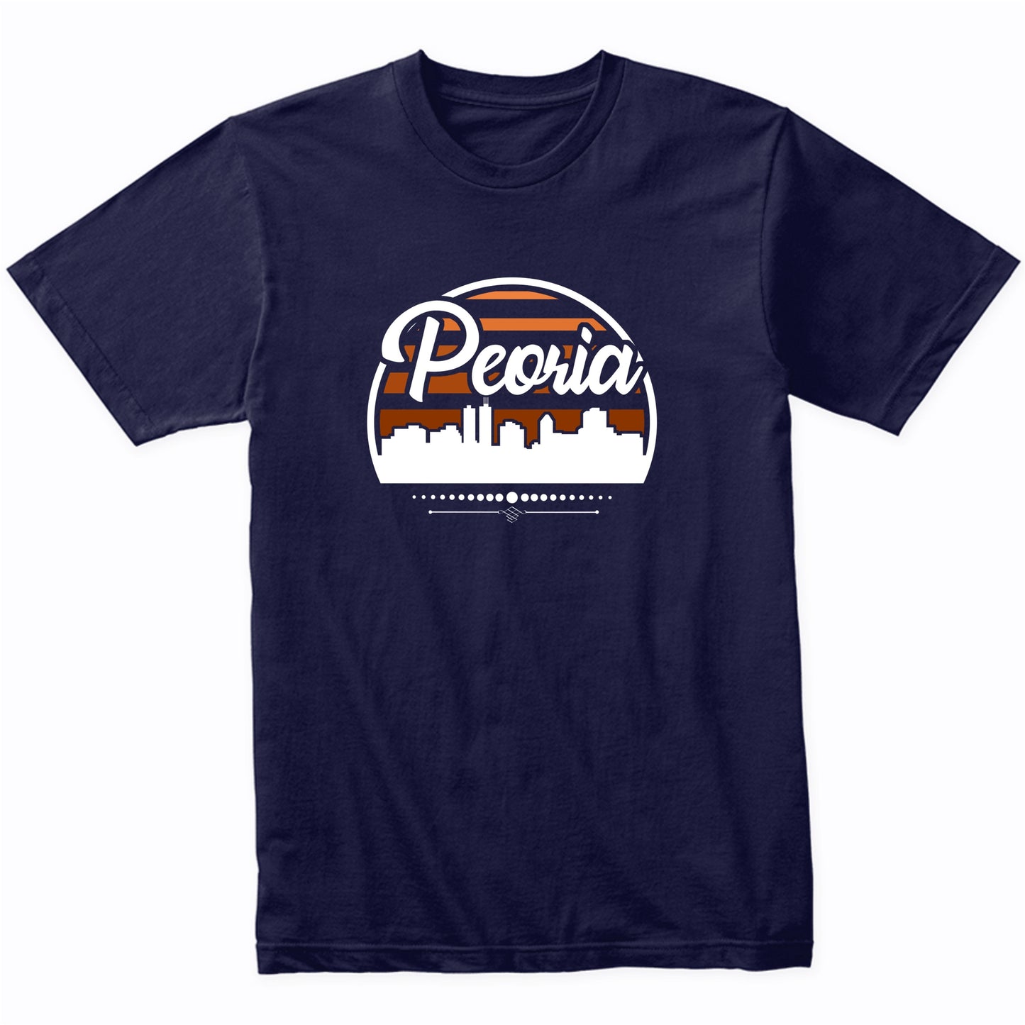 Retro Peoria Illinois Sunset Skyline T-Shirt