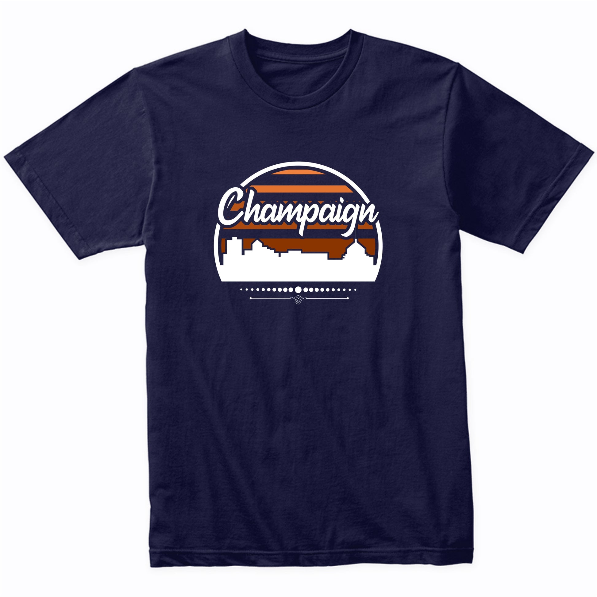 Retro Champaign Illinois Sunset Skyline T-Shirt