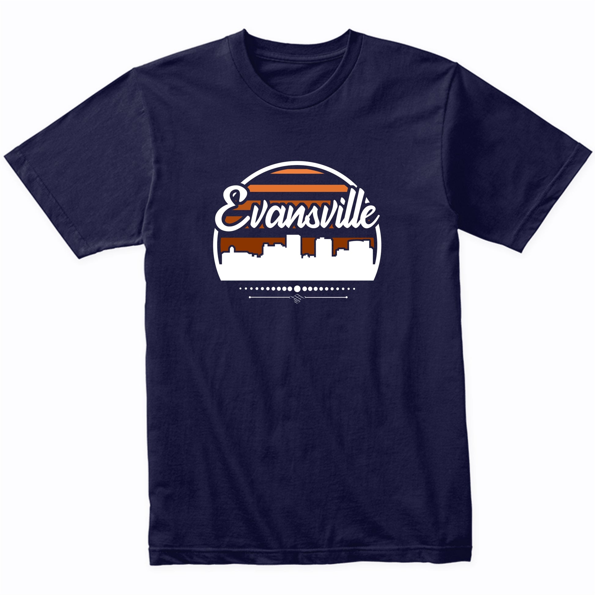 Retro Evansville Indiana Sunset Skyline T-Shirt