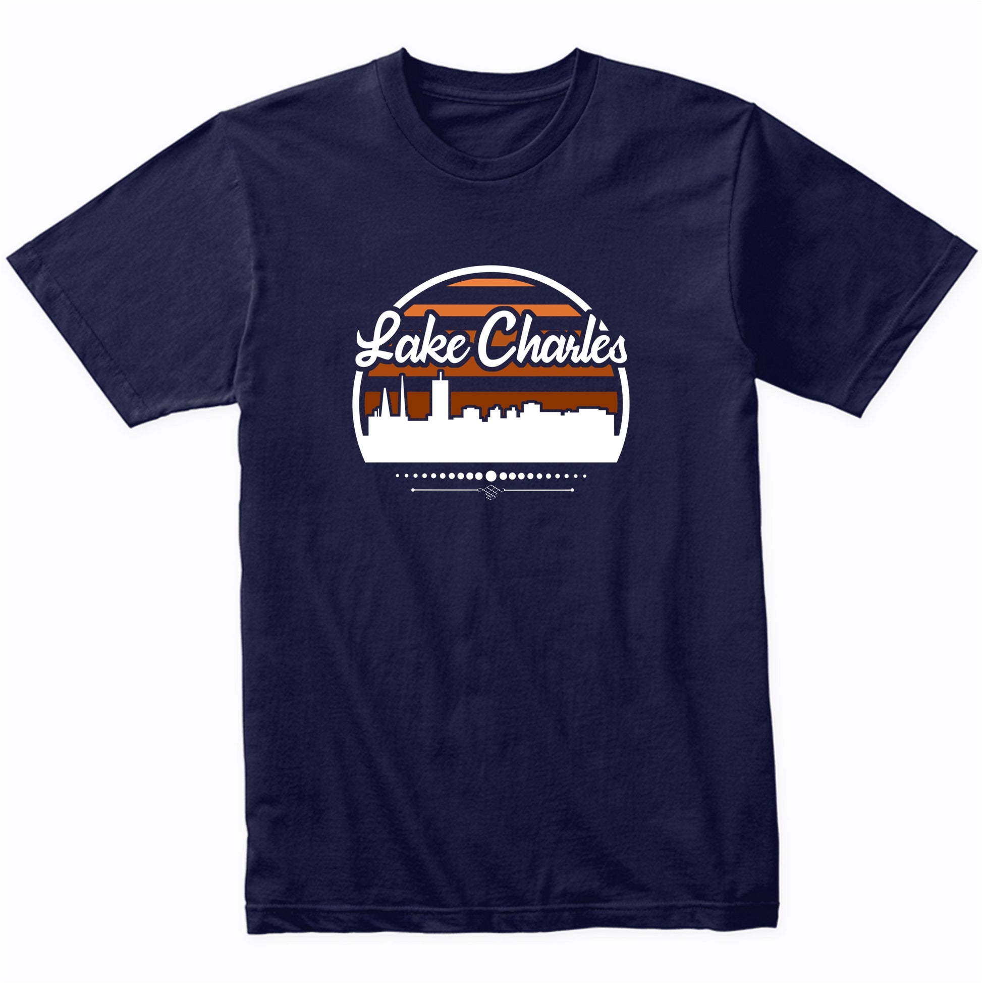 Retro Lake Charles Louisiana Sunset Skyline T-Shirt
