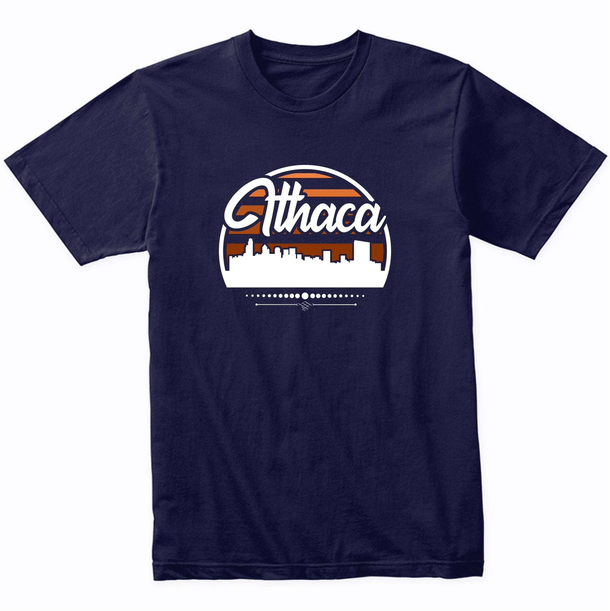 Retro Ithaca New York Sunset Skyline T-Shirt
