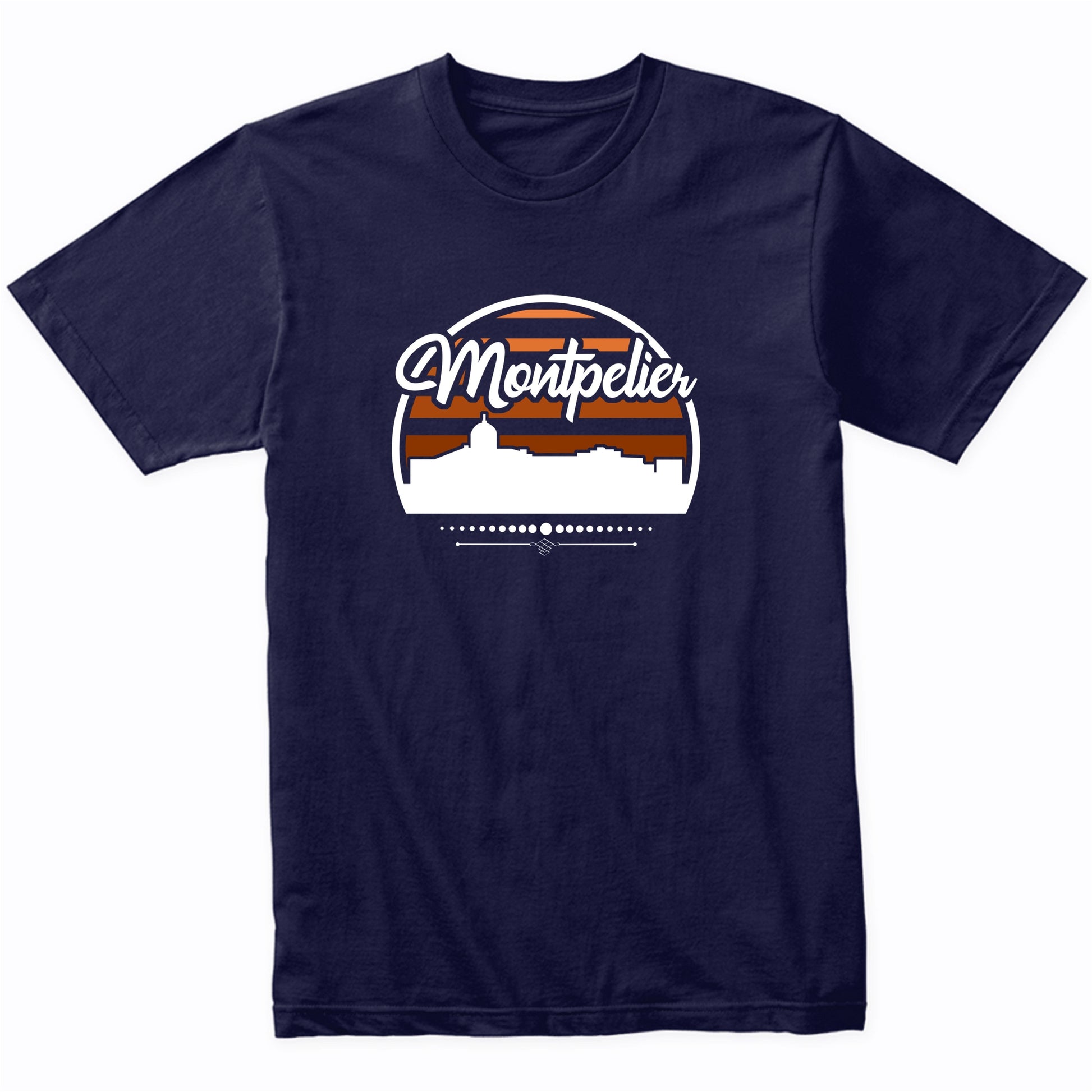Retro Montpelier Vermont Sunset Skyline T-Shirt