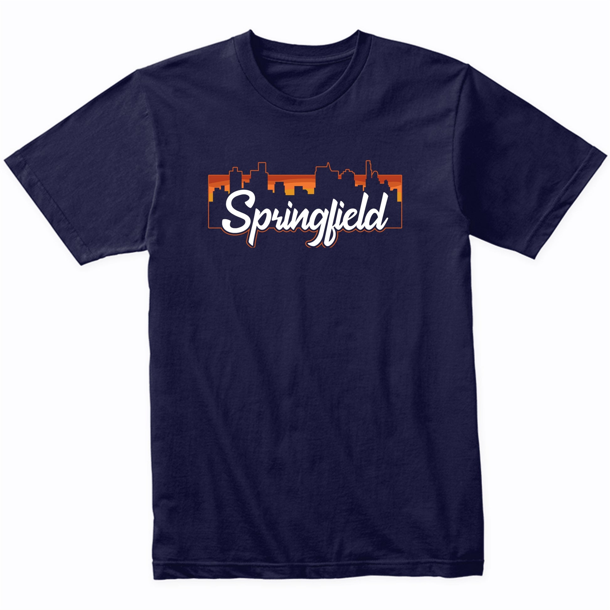 Vintage Style Retro Springfield Illinois Sunset Skyline T-Shirt