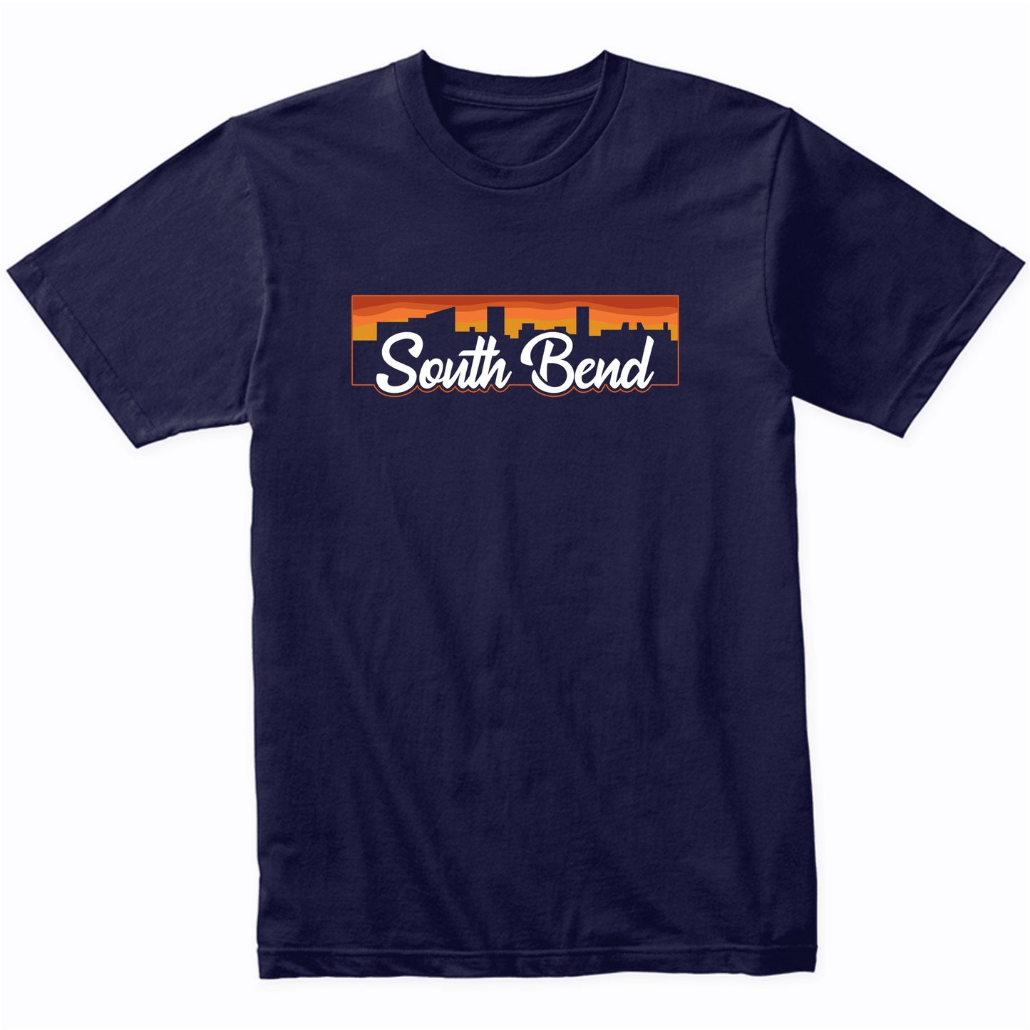 Vintage Style Retro South Bend Indiana Sunset Skyline T-Shirt