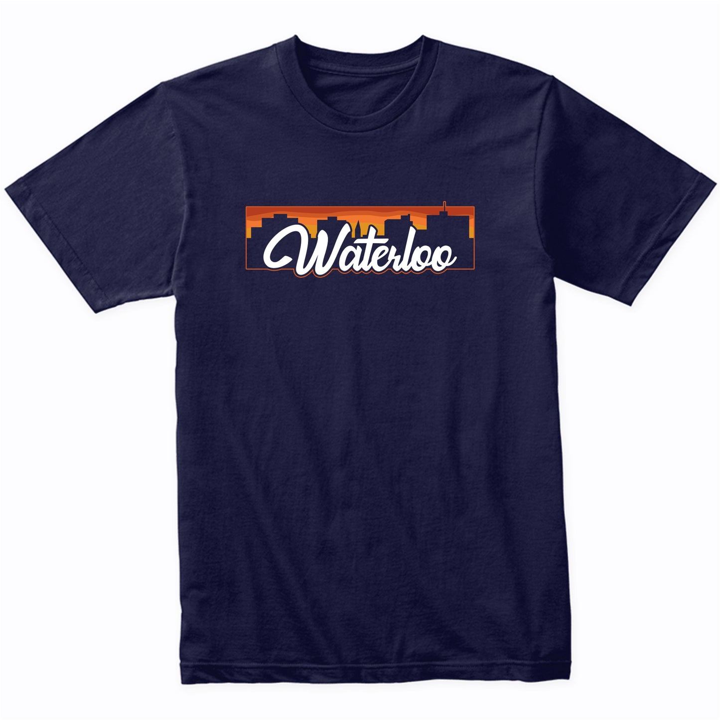 Vintage Style Retro Waterloo Iowa Sunset Skyline T-Shirt