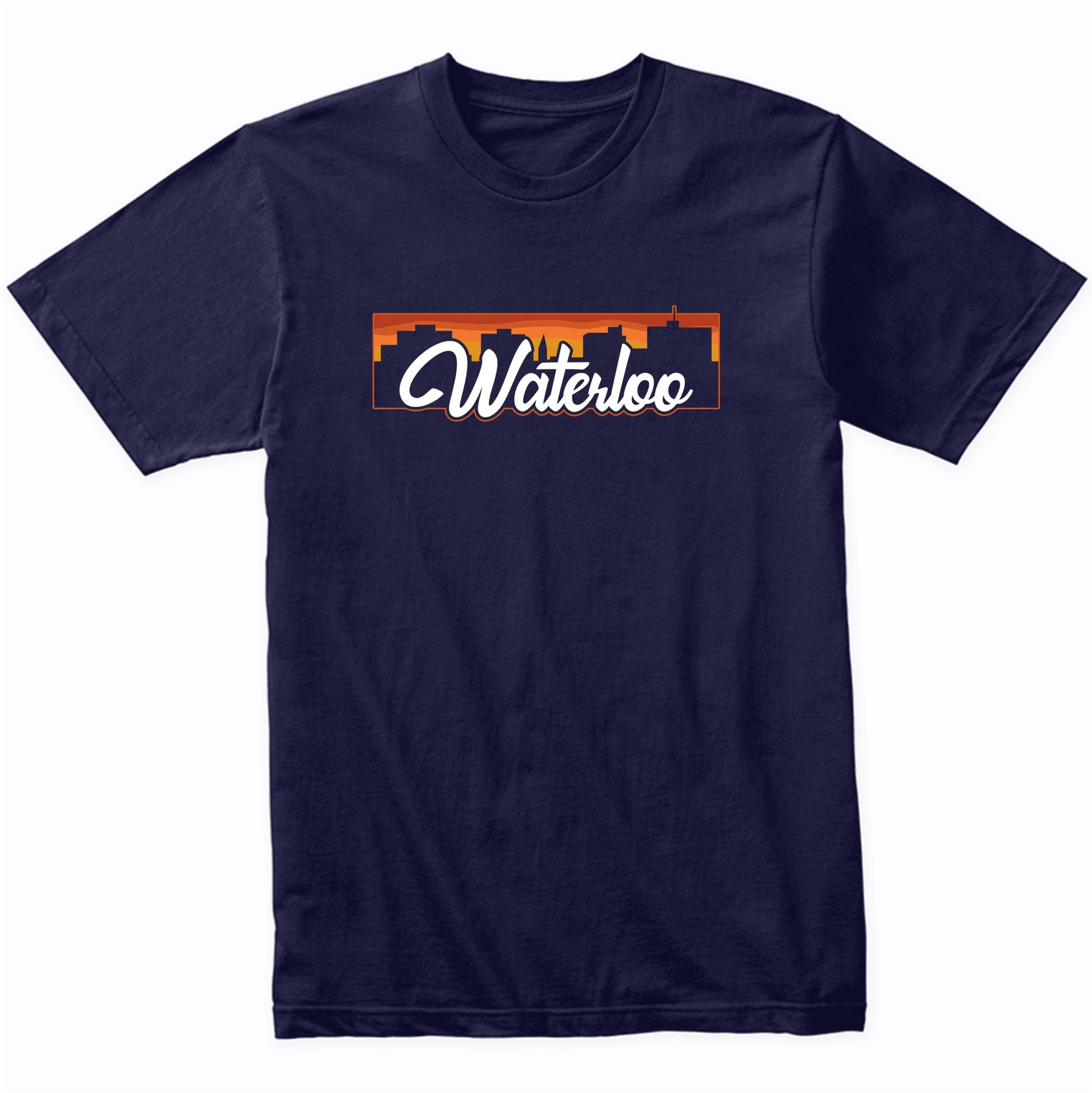 Vintage Style Retro Waterloo Iowa Sunset Skyline T-Shirt