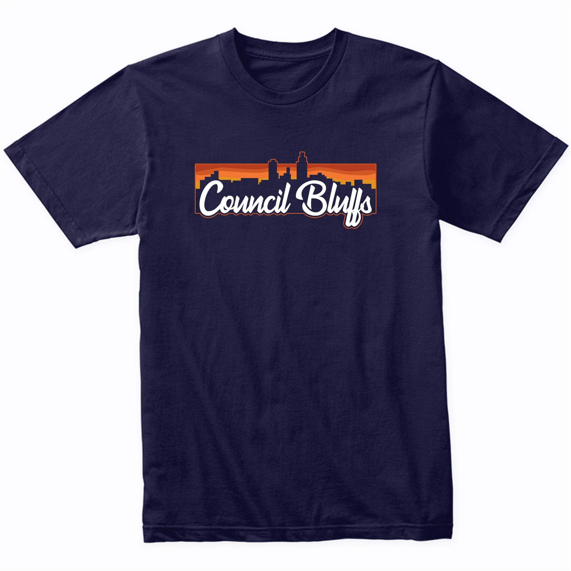 Vintage Style Retro Council Bluffs Iowa Sunset Skyline T-Shirt
