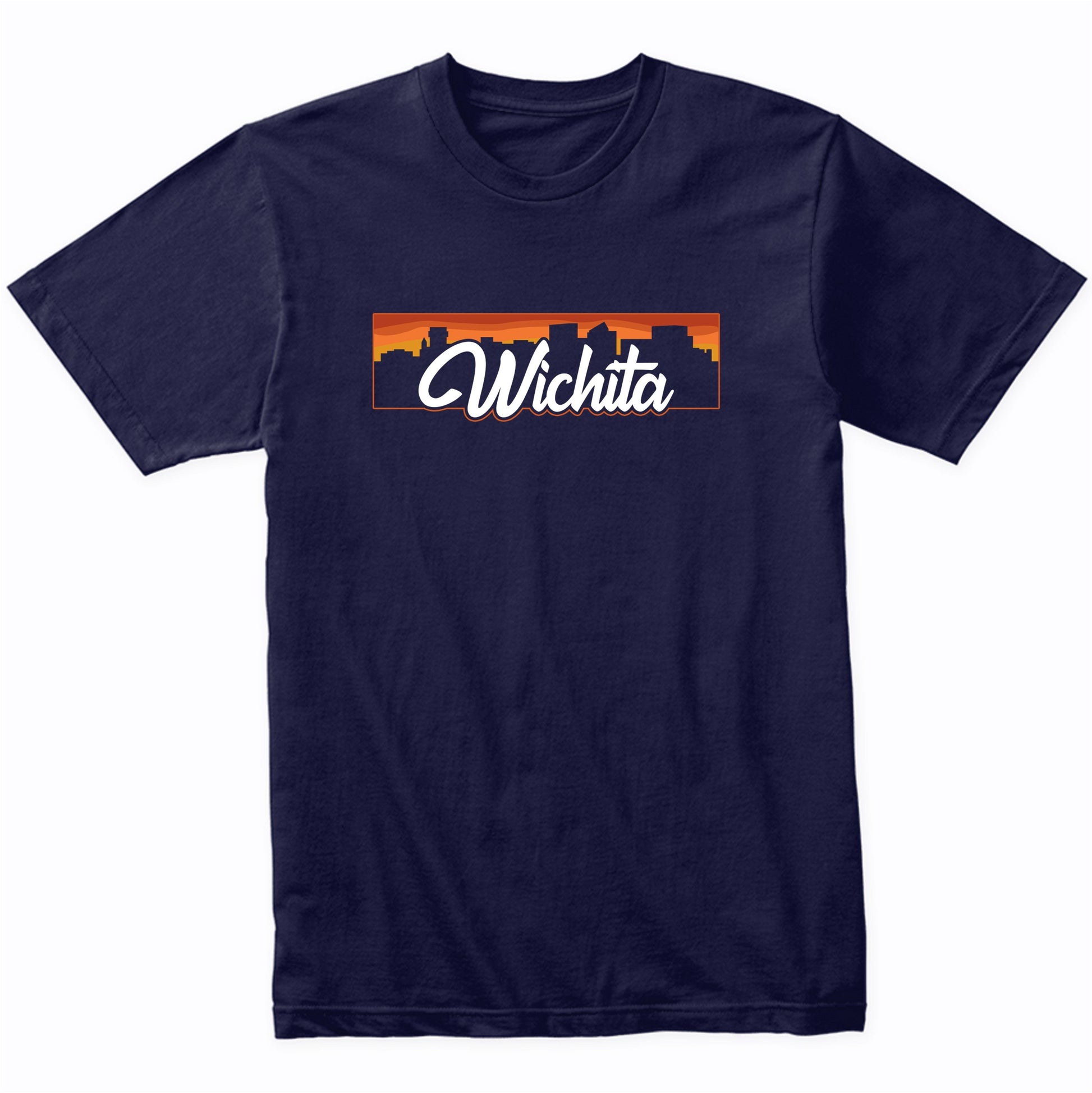 Vintage Style Retro Wichita Kansas Sunset Skyline T-Shirt