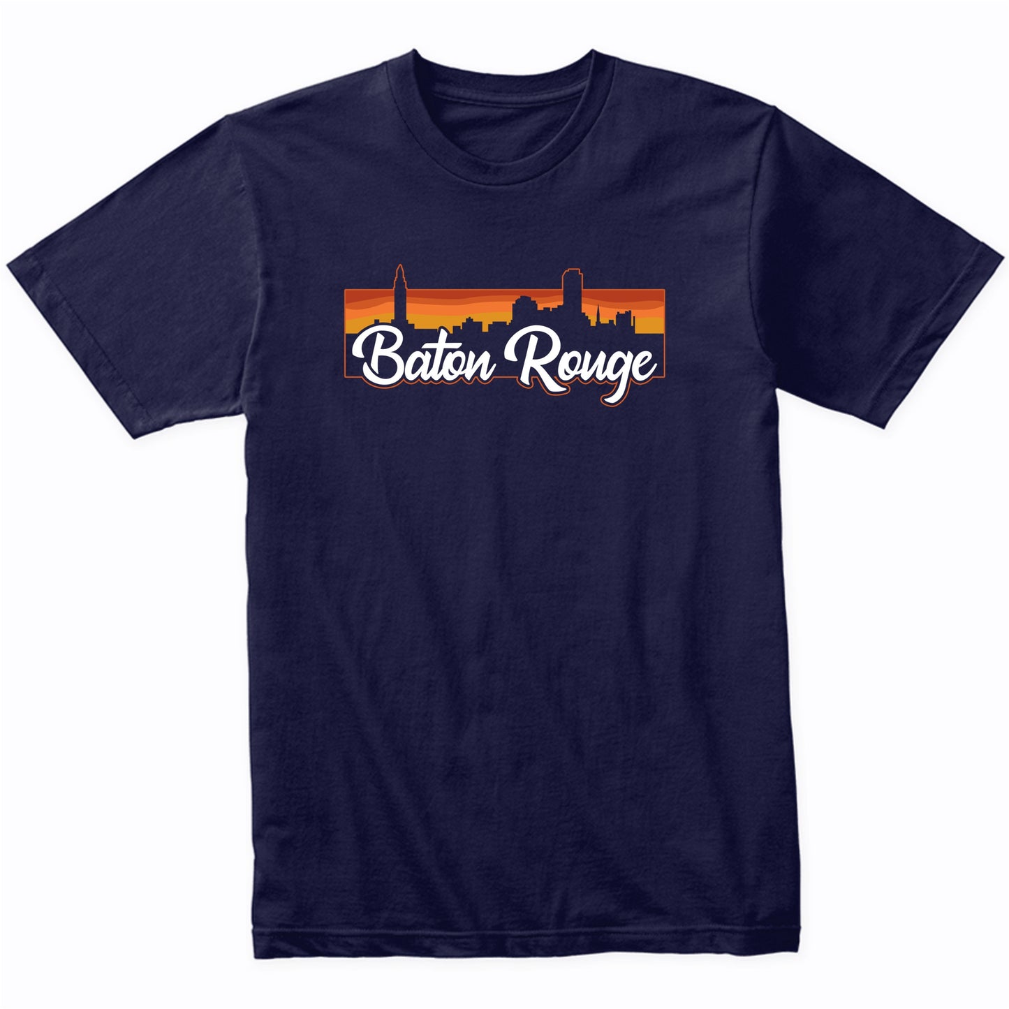Vintage Style Retro Baton Rouge Louisiana Sunset Skyline T-Shirt
