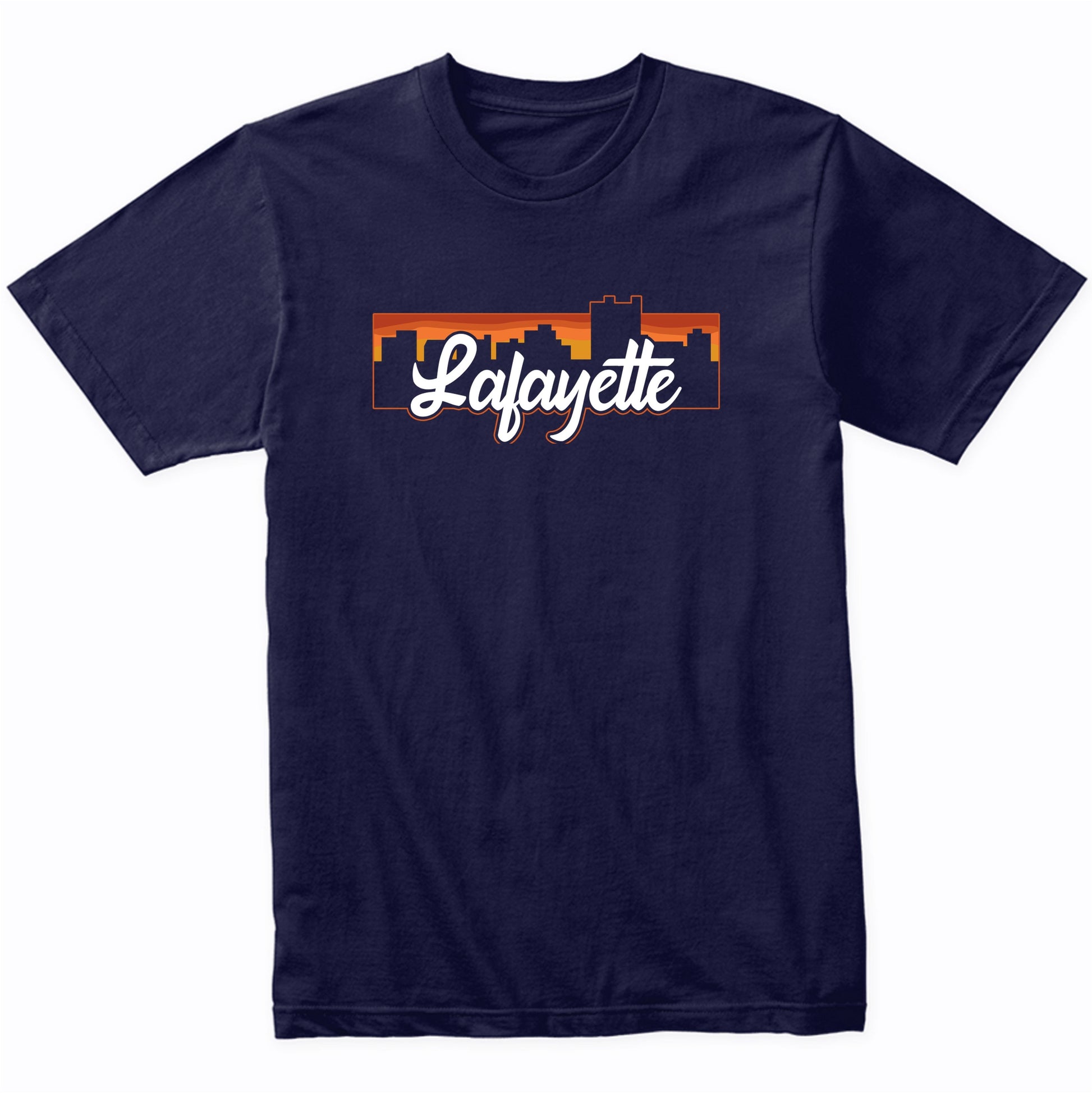 Vintage Style Retro Lafayette Louisiana Sunset Skyline T-Shirt