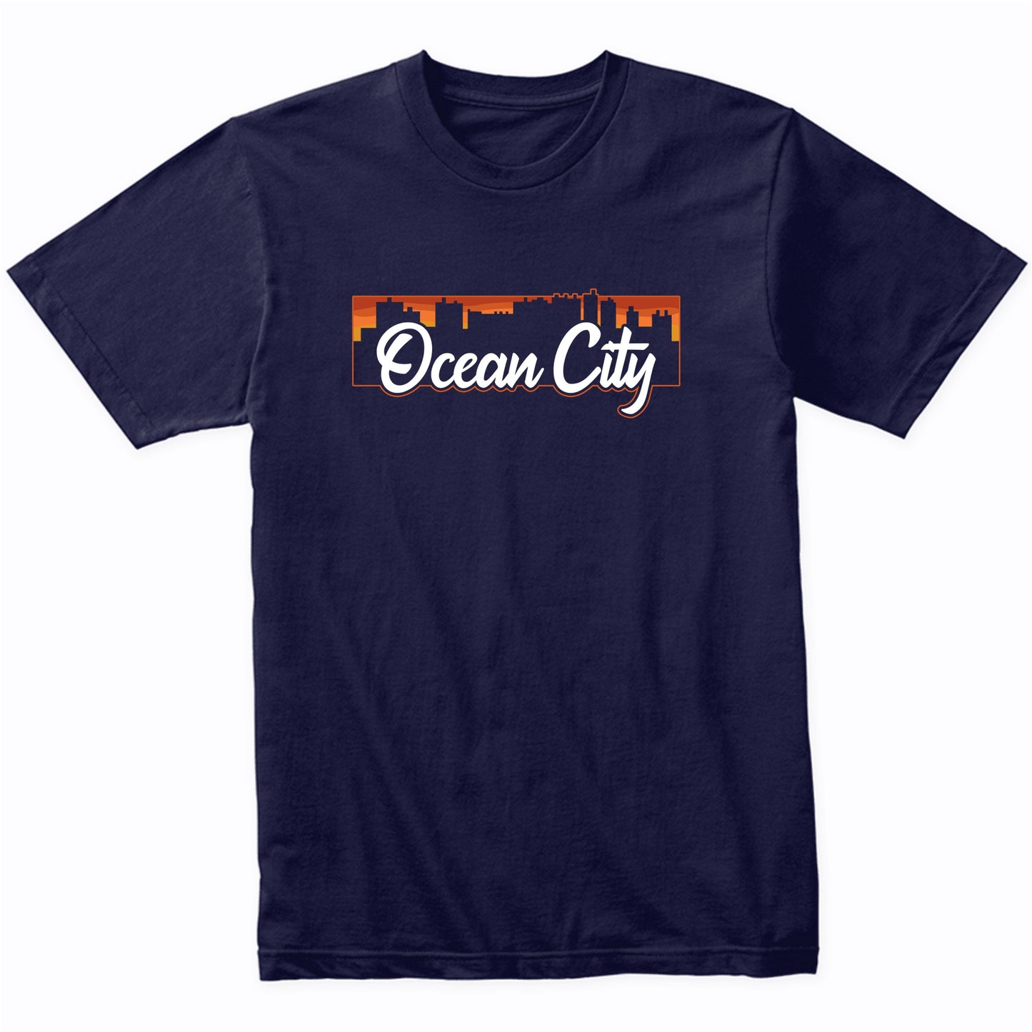 Vintage Style Retro Ocean City Maryland Sunset Skyline T-Shirt