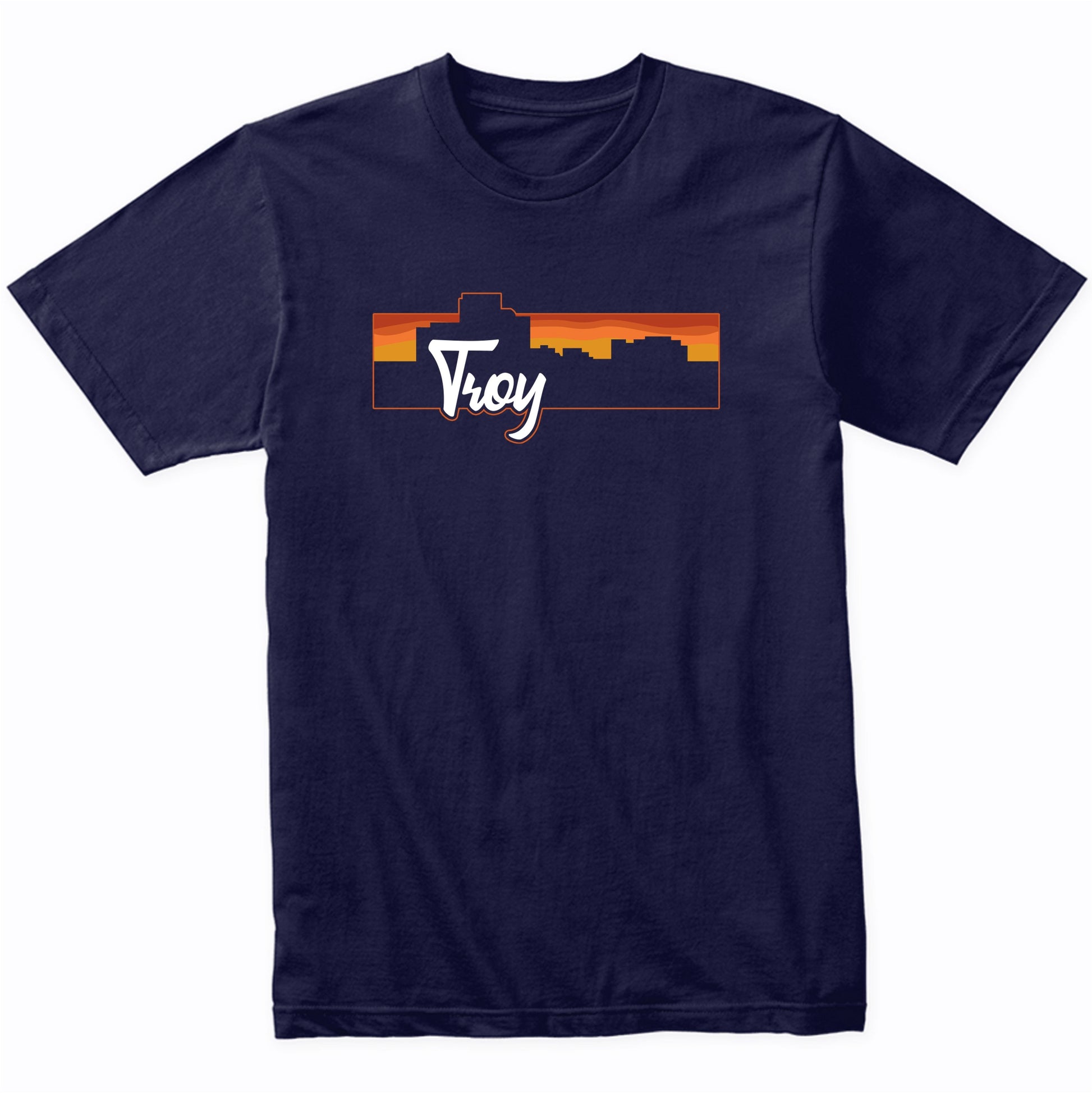 Vintage Style Retro Troy Michigan Sunset Skyline T-Shirt