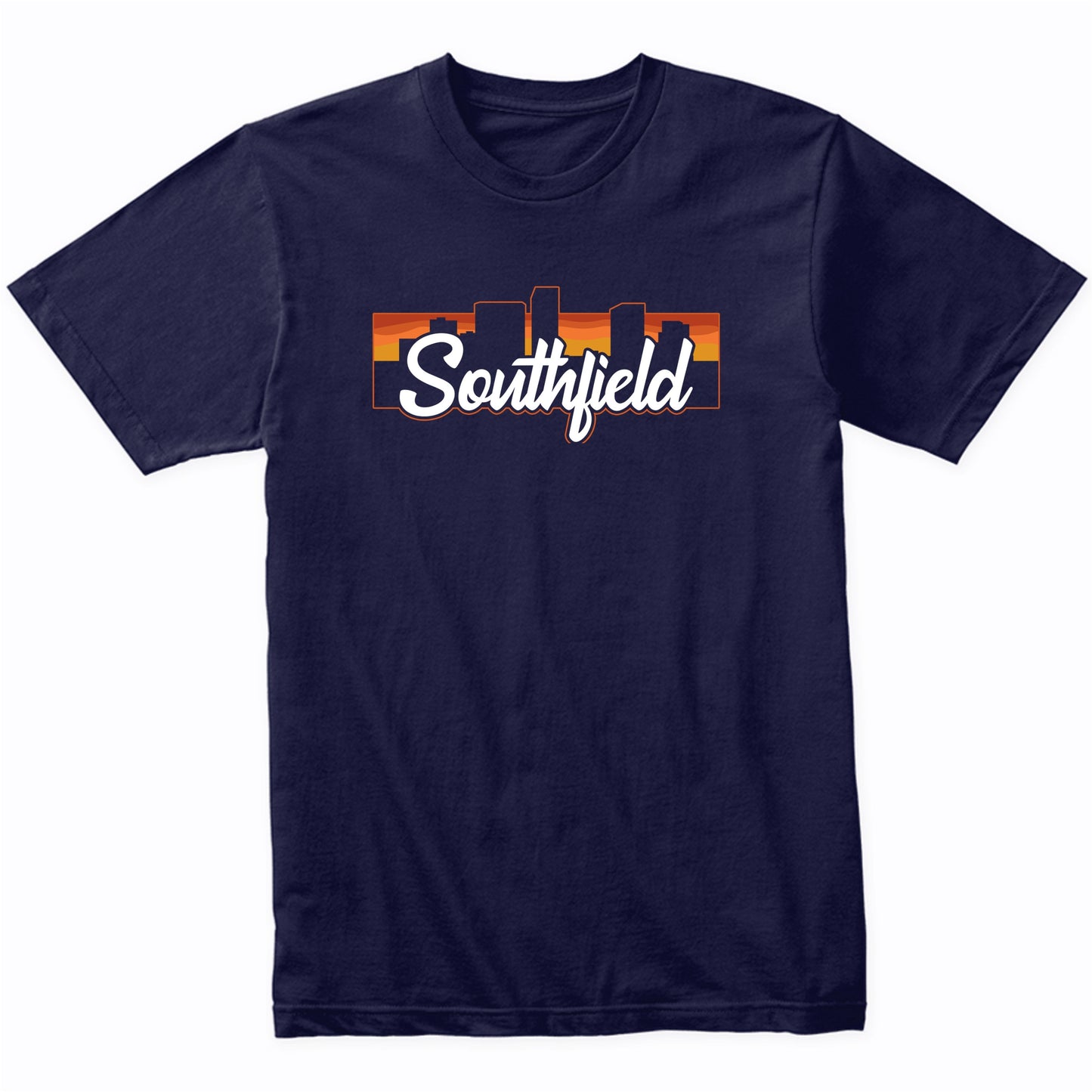 Vintage Style Retro Southfield Michigan Sunset Skyline T-Shirt