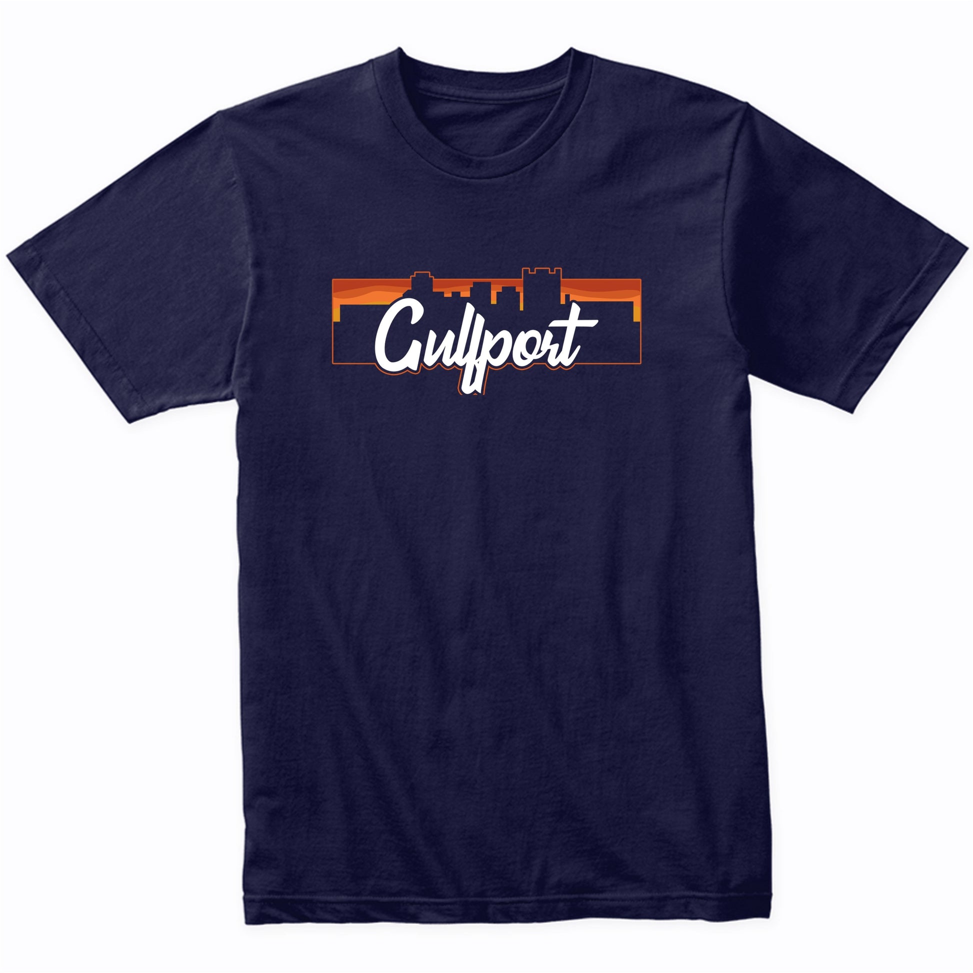 Vintage Style Retro Gulfport Mississippi Sunset Skyline T-Shirt
