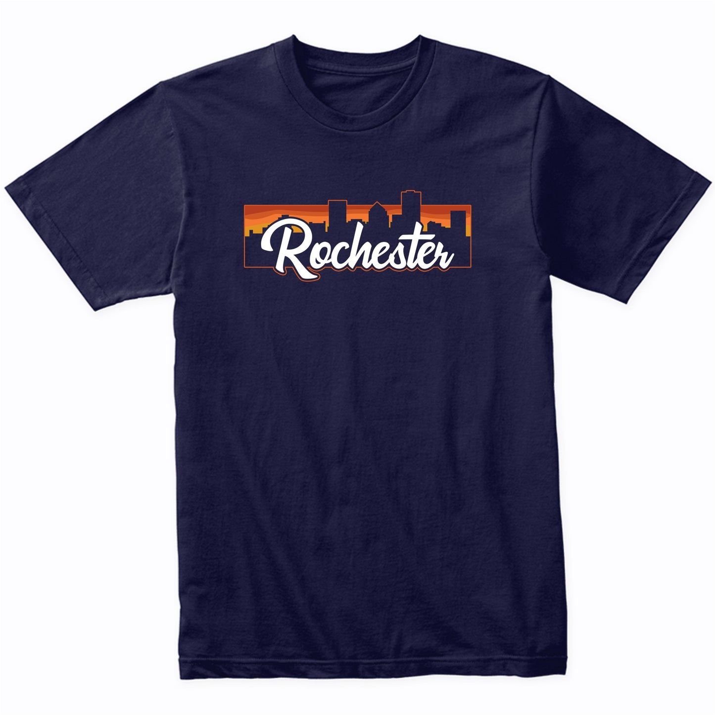 Vintage Style Retro Rochester New York Sunset Skyline T-Shirt