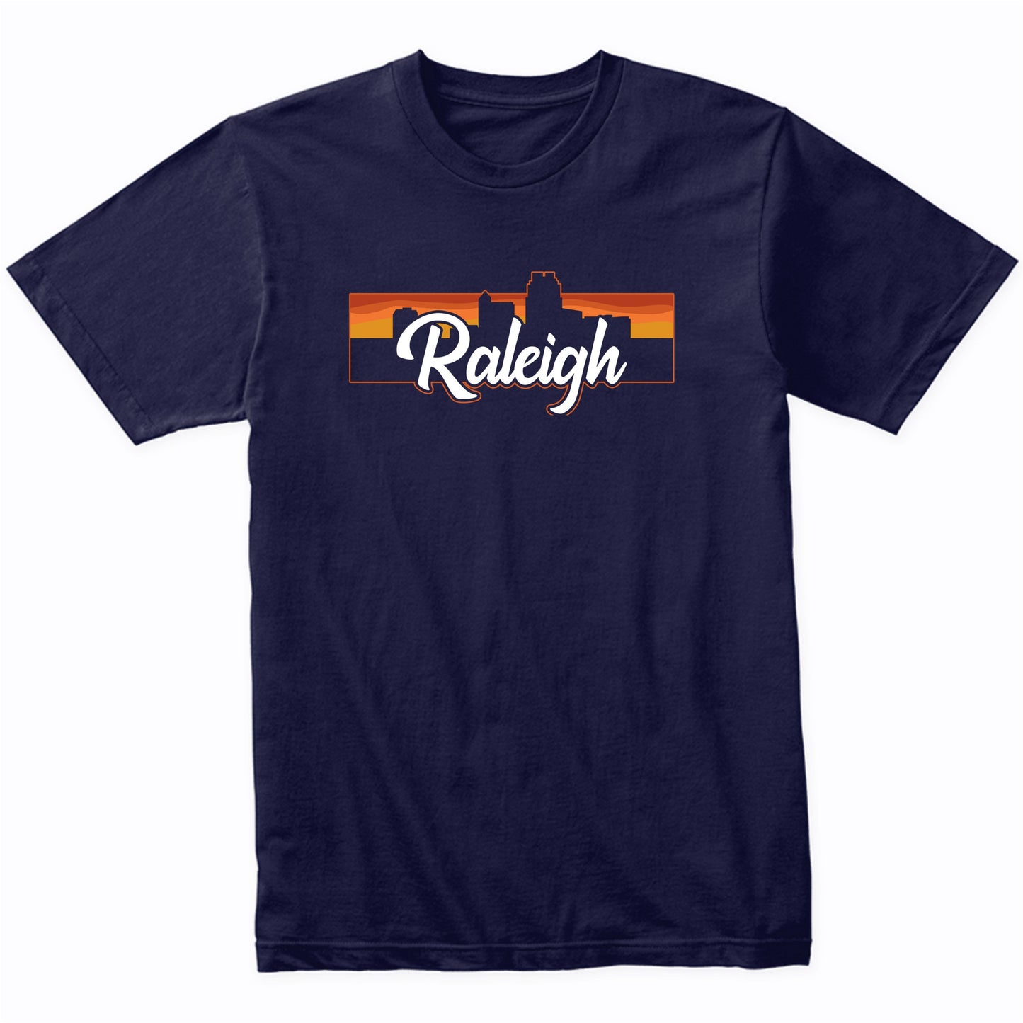 Vintage Style Retro Raleigh North Carolina Sunset Skyline T-Shirt