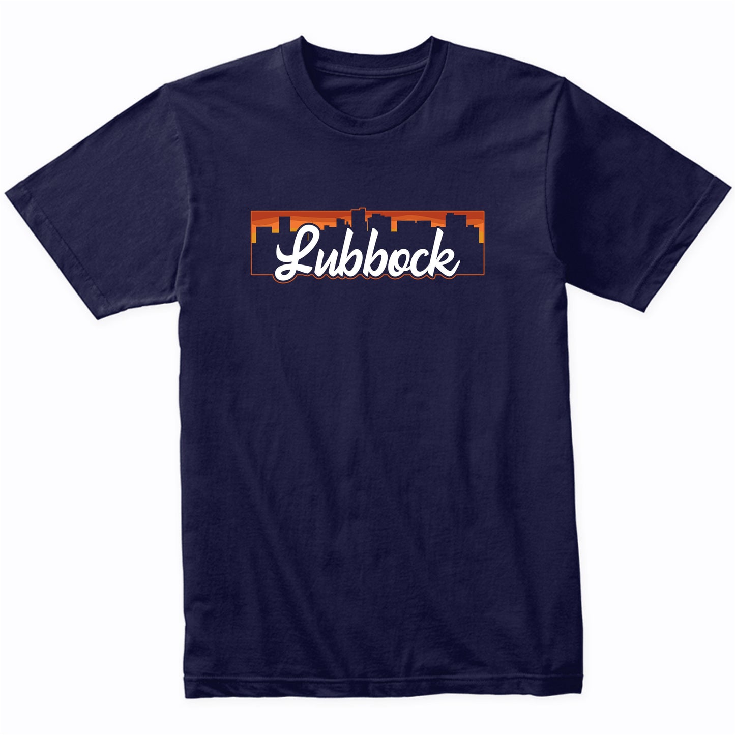 Vintage Style Retro Lubbock Texas Sunset Skyline T-Shirt