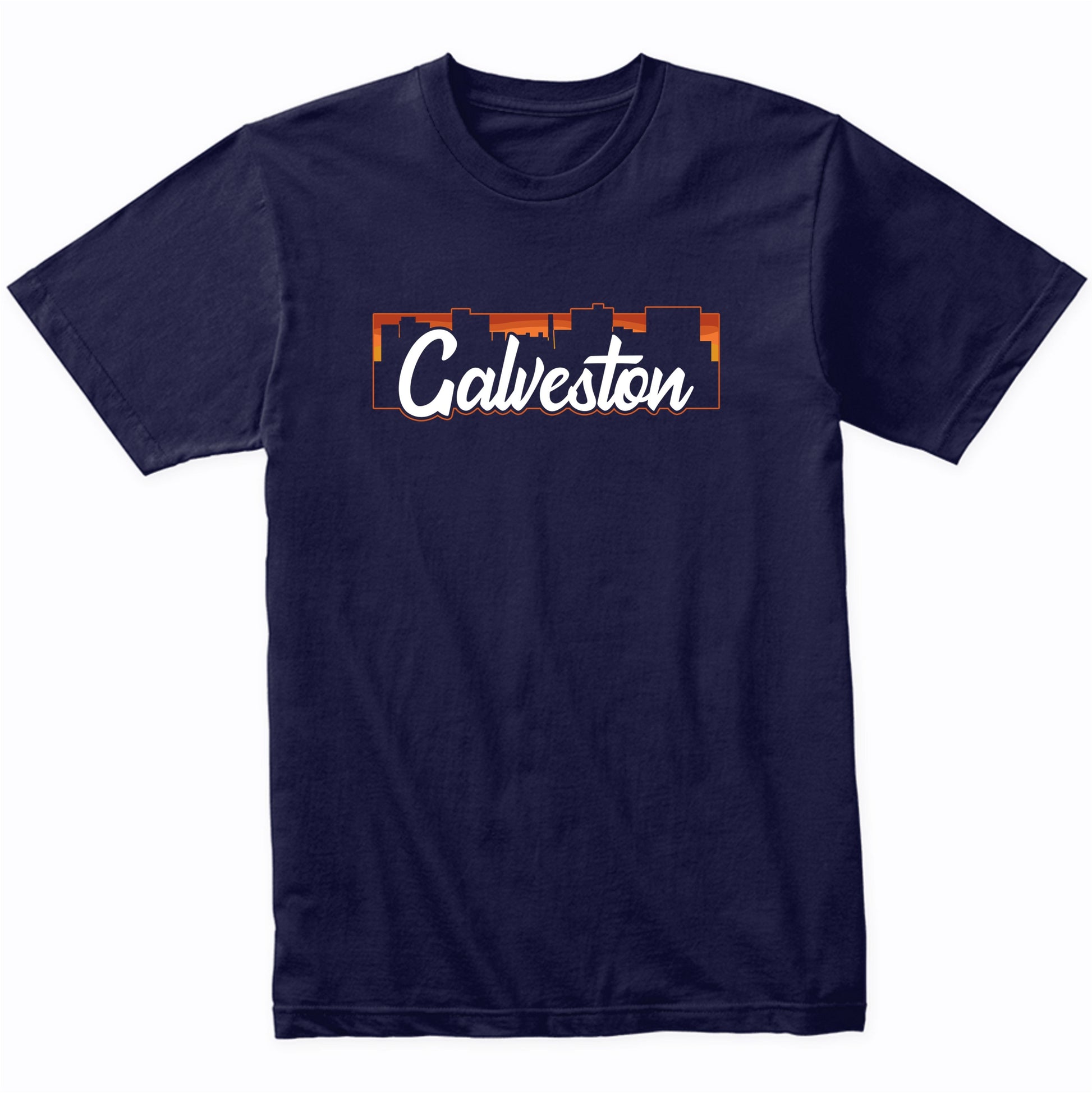 Vintage Style Retro Galveston Texas Sunset Skyline T-Shirt