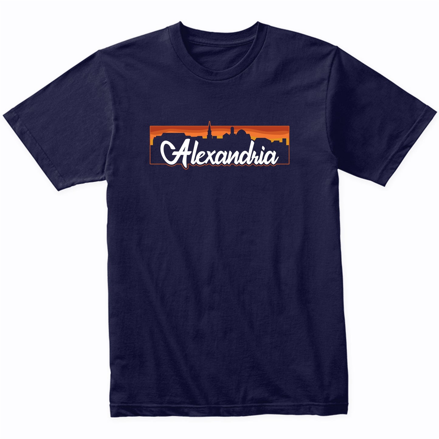 Vintage Style Retro Alexandria Virginia Sunset Skyline T-Shirt