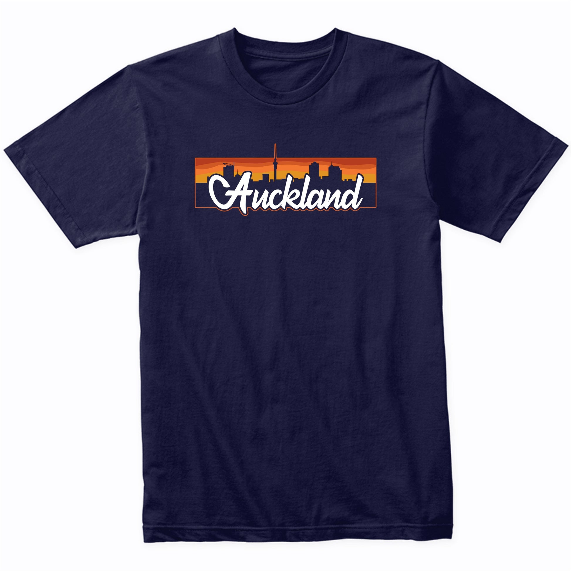 Vintage Style Retro Auckland New Zealand Sunset Skyline T-Shirt