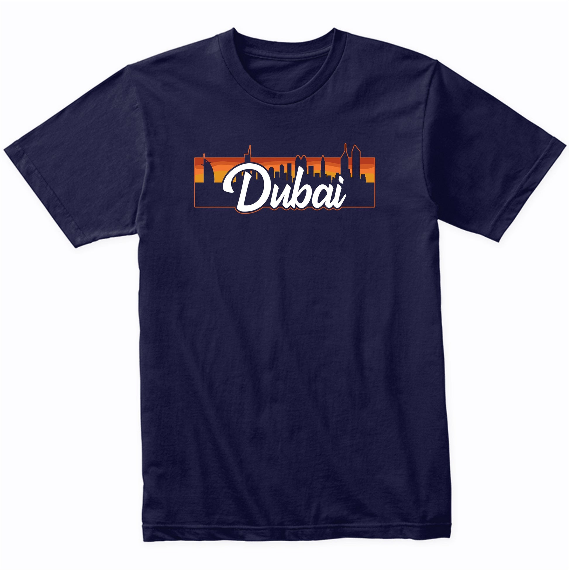 Vintage Retro Dubai United Arab Emirates Sunset Skyline T-Shirt