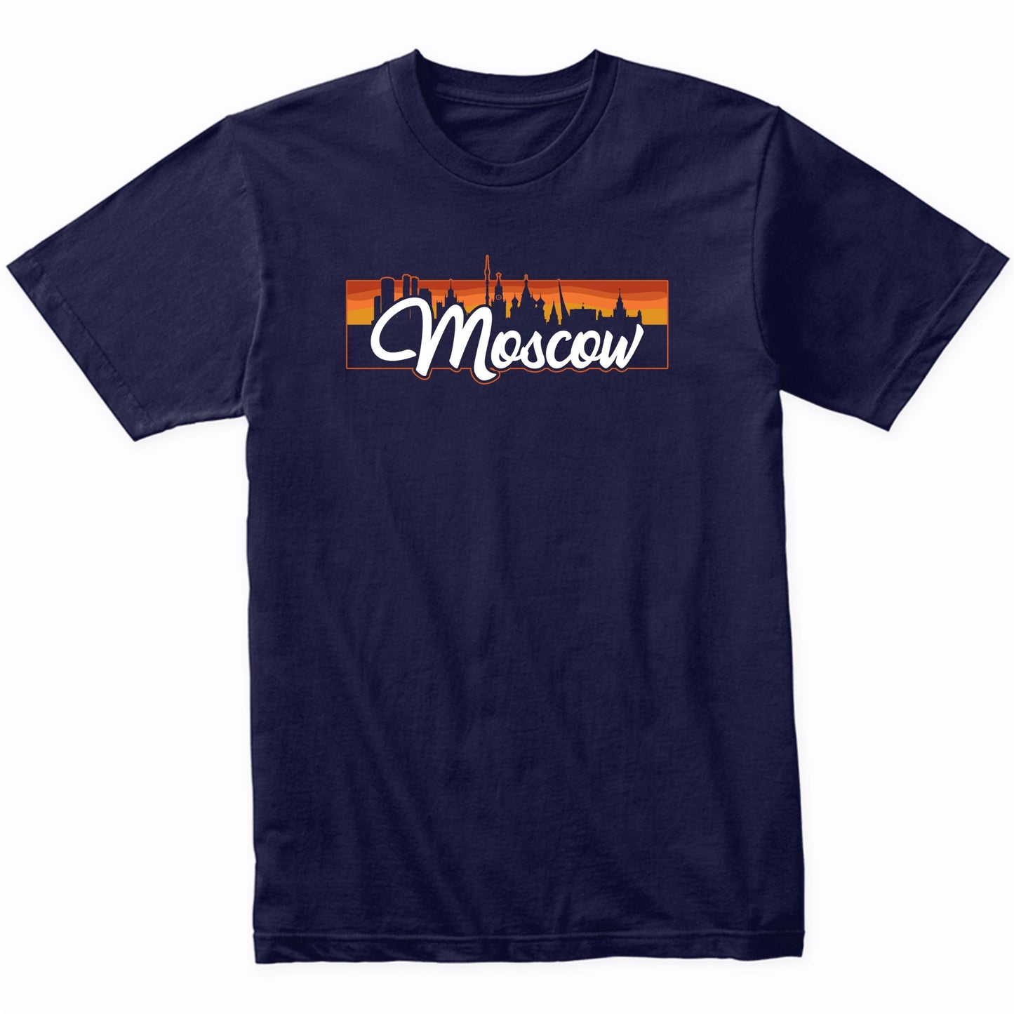 Vintage Style Retro Moscow Russia Sunset Skyline T-Shirt