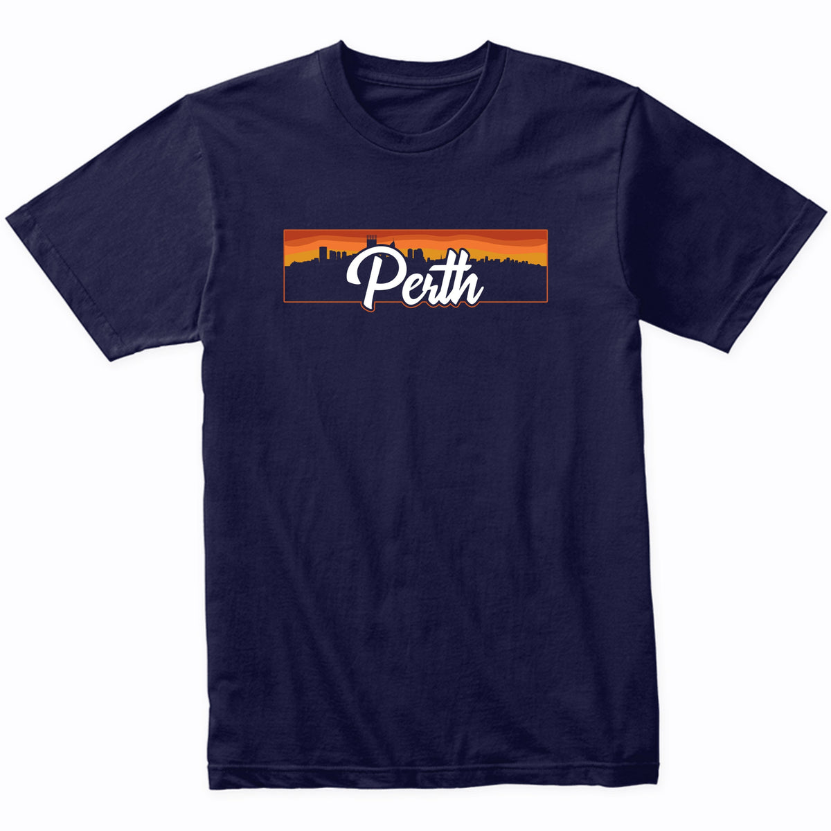 Vintage Style Retro Perth Australia Sunset Skyline T-Shirt