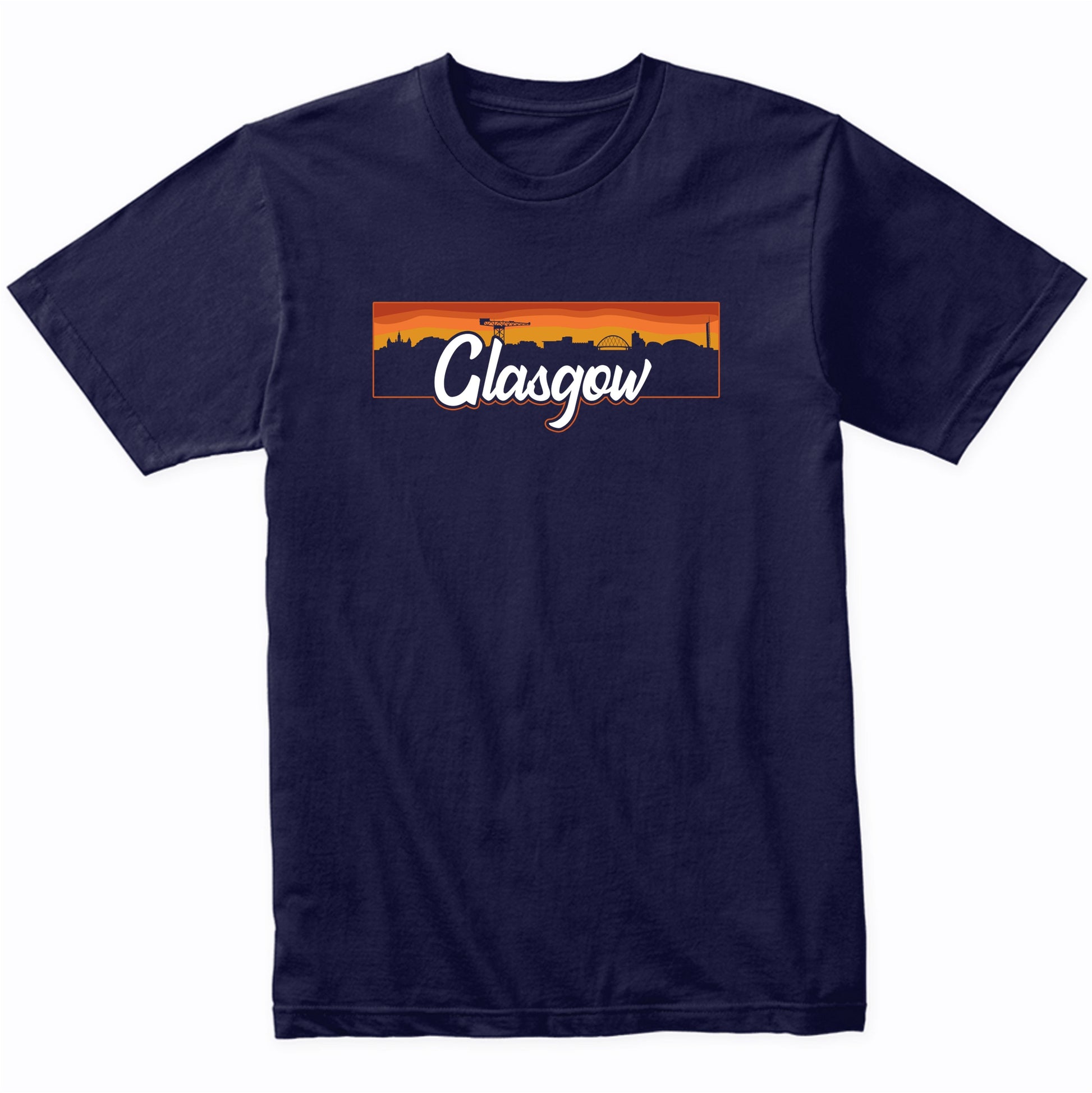 Vintage Style Retro Glasgow Scotland Sunset Skyline T-Shirt