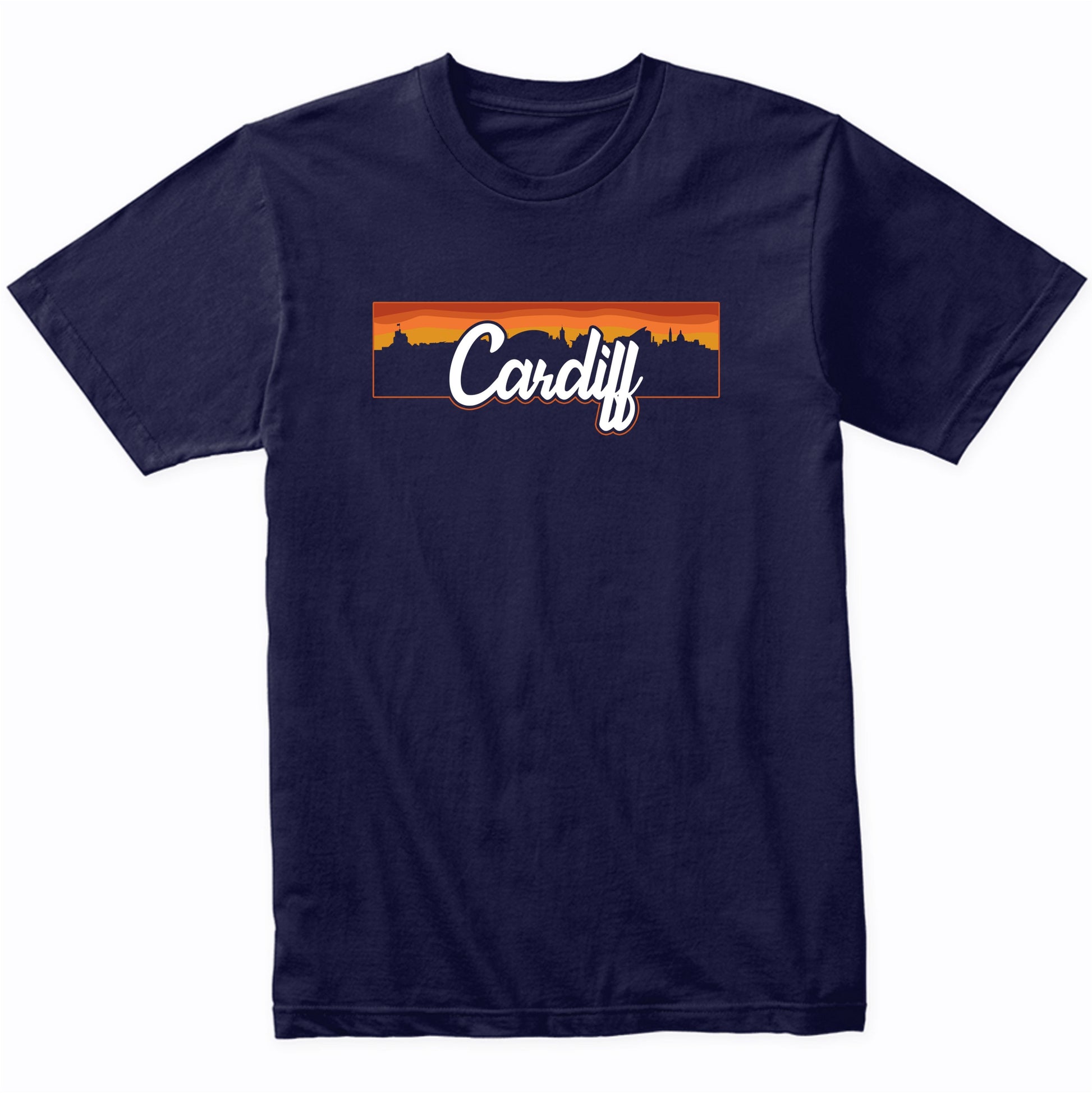 Vintage Style Retro Cardiff Wales Sunset Skyline T-Shirt