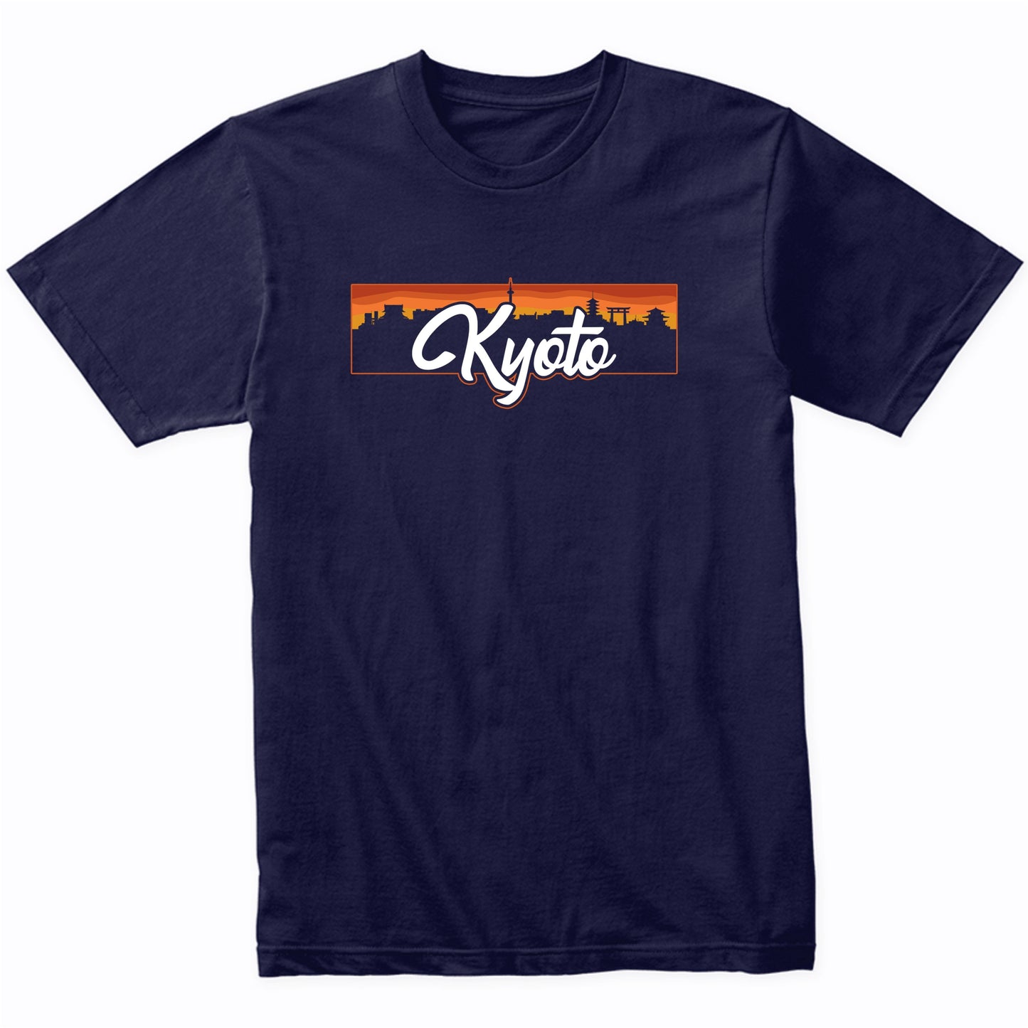 Vintage Style Retro Kyoto Japan Sunset Skyline T-Shirt