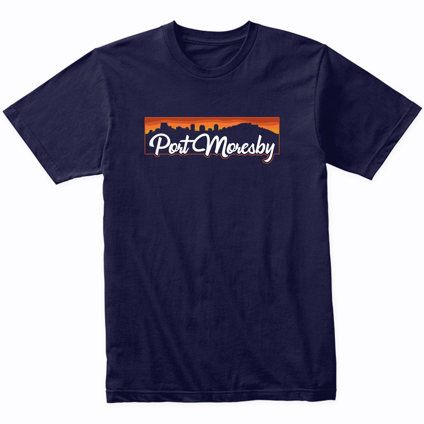 Vintage Retro Port Moresby Papua New Guinea Sunset Skyline T-Shirt