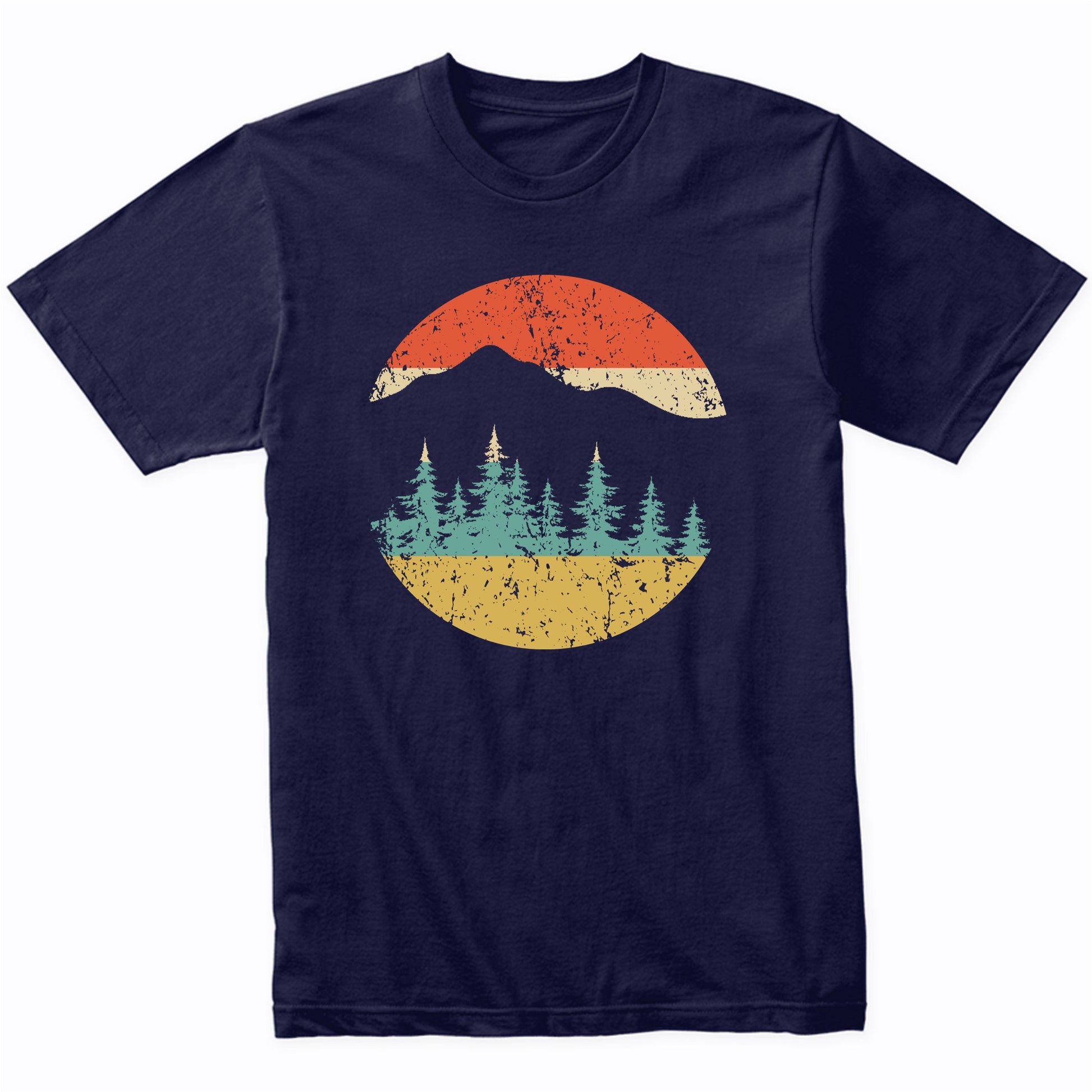 t shirt camping Outdoors Nature Camping Retro Mountains And Trees Icon T-Shirt – Really Awesome Shirts