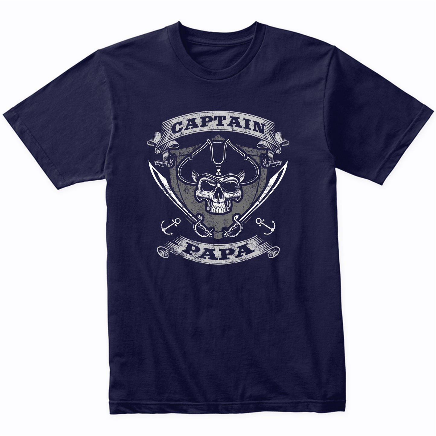 Captain Papa Pirate Skull Funny Grandpa Grandparents Day T-Shirt