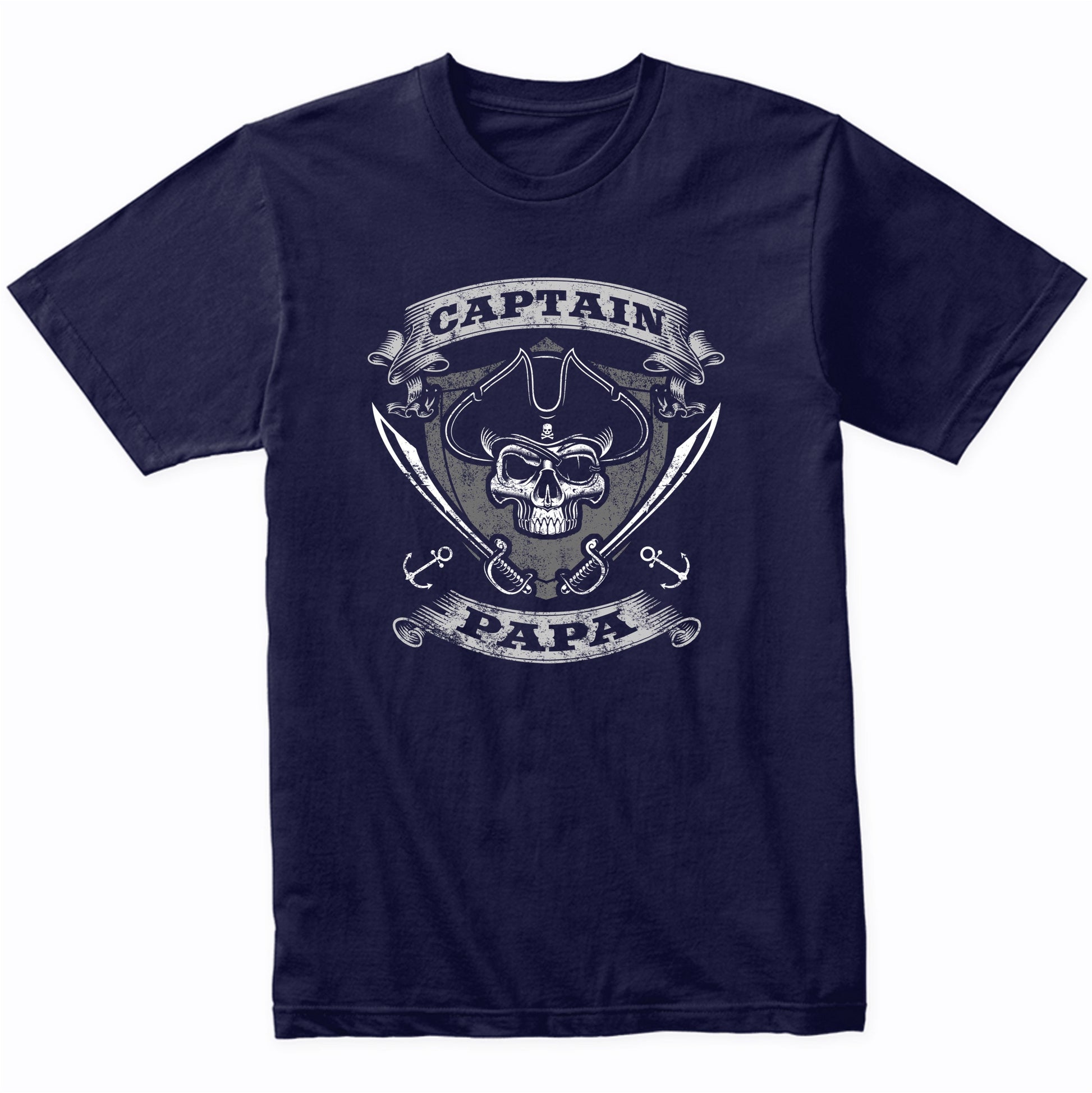 Captain Papa Pirate Skull Funny Grandpa Grandparents Day T-Shirt