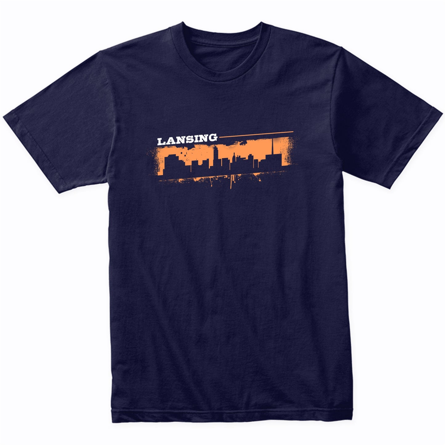 Lansing Michigan Skyline Retro Grafitti Style T-Shirt