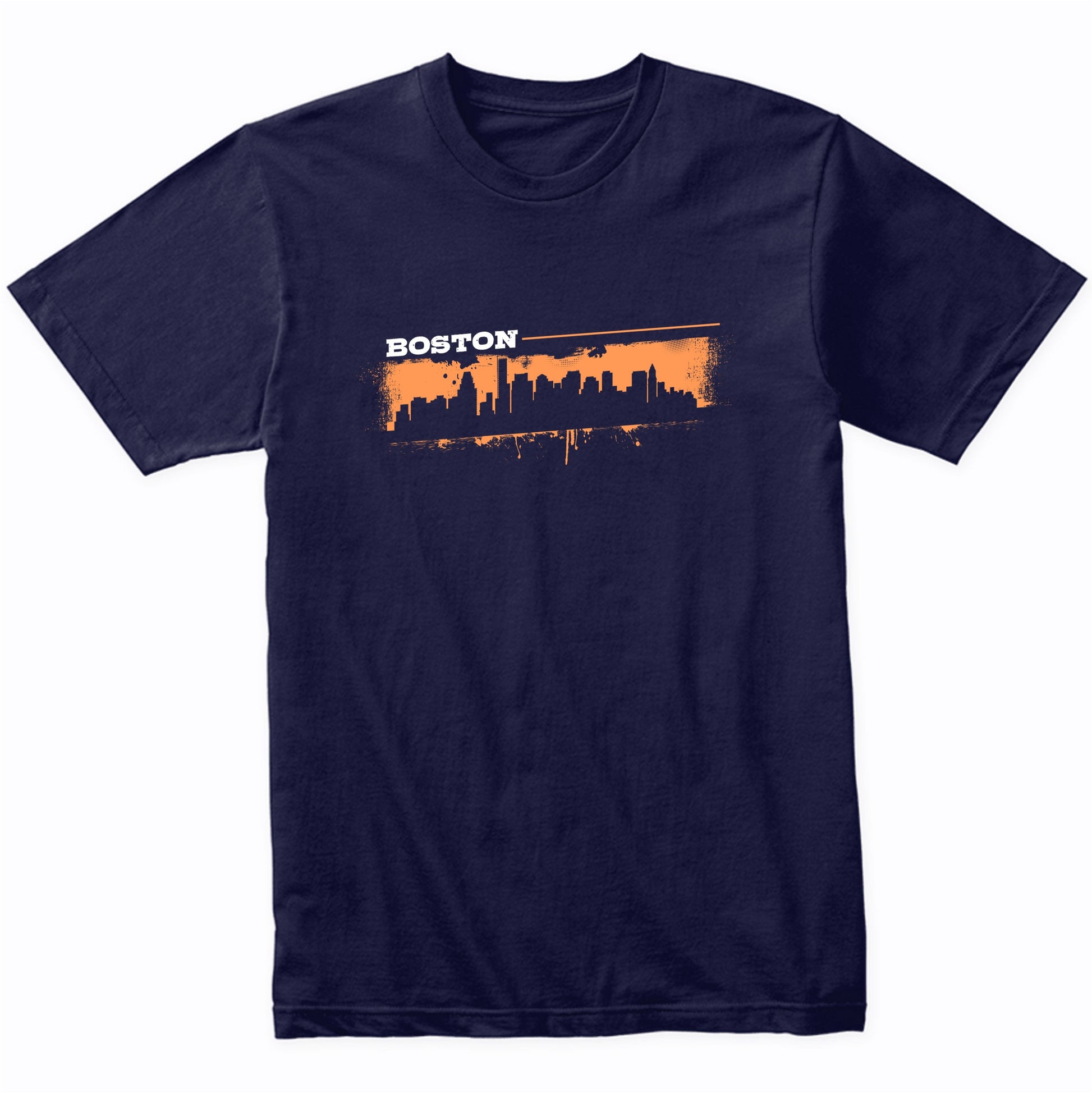 Boston Massachusetts Skyline Retro Grafitti Style T-Shirt