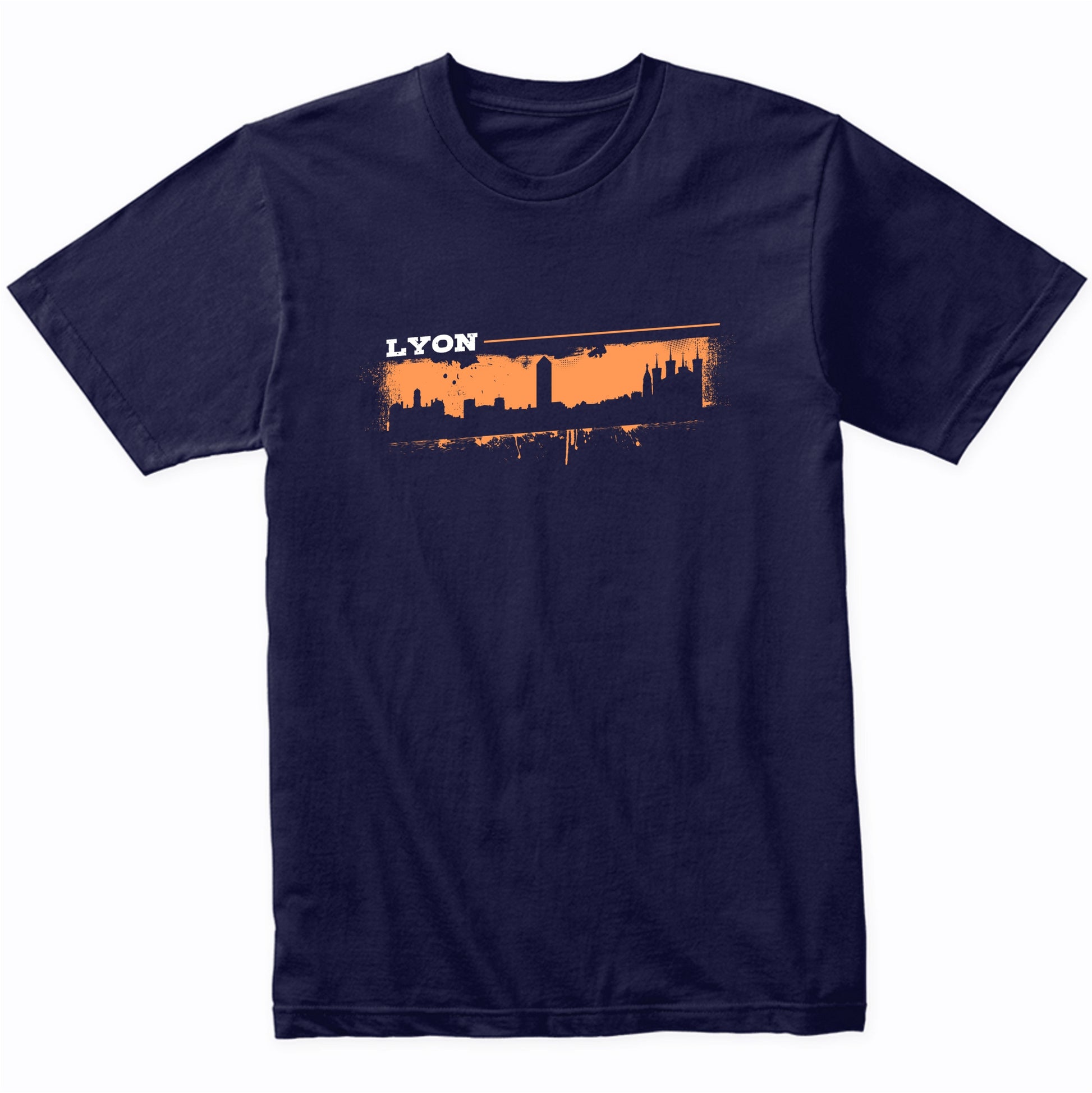 Lyon France Skyline Retro Grafitti Style T-Shirt