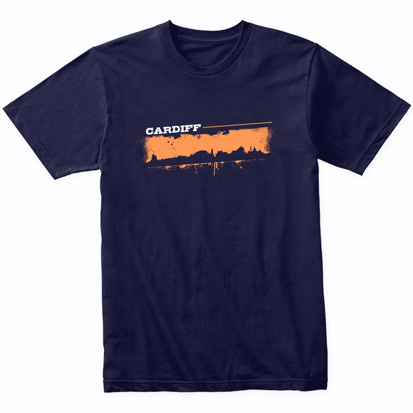 Cardiff Wales Skyline Retro Grafitti Style T-Shirt