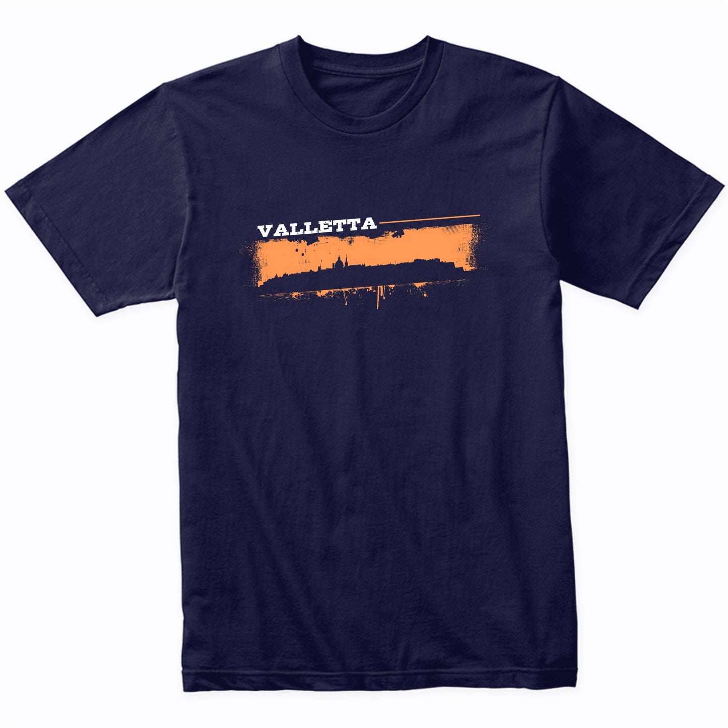 Valletta Malta Skyline Retro Grafitti Style T-Shirt