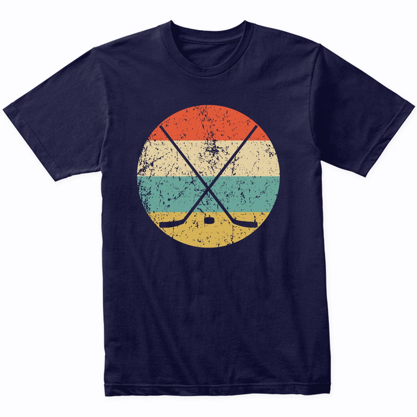 Hockey Shirt - Retro Crossed Hockey Sticks and Puck Icon T-Shirt