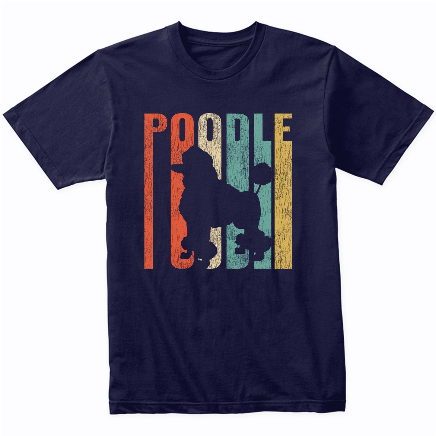Retro 1970's Style Poodle Dog Silhouette Cracked Distressed T-Shirt