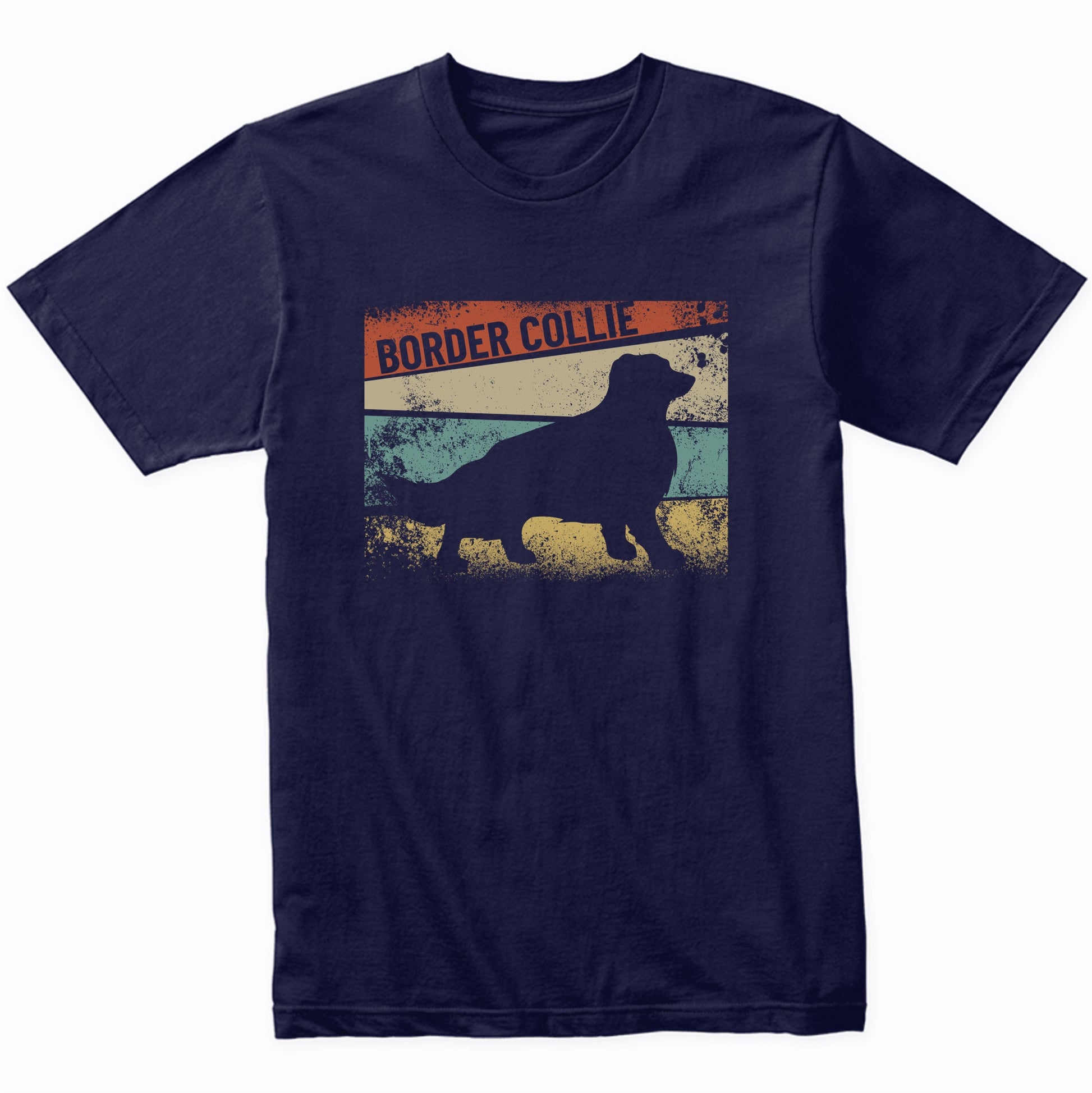 Retro Border Collie Dog Breed Silhouette Border Collie T-Shirt