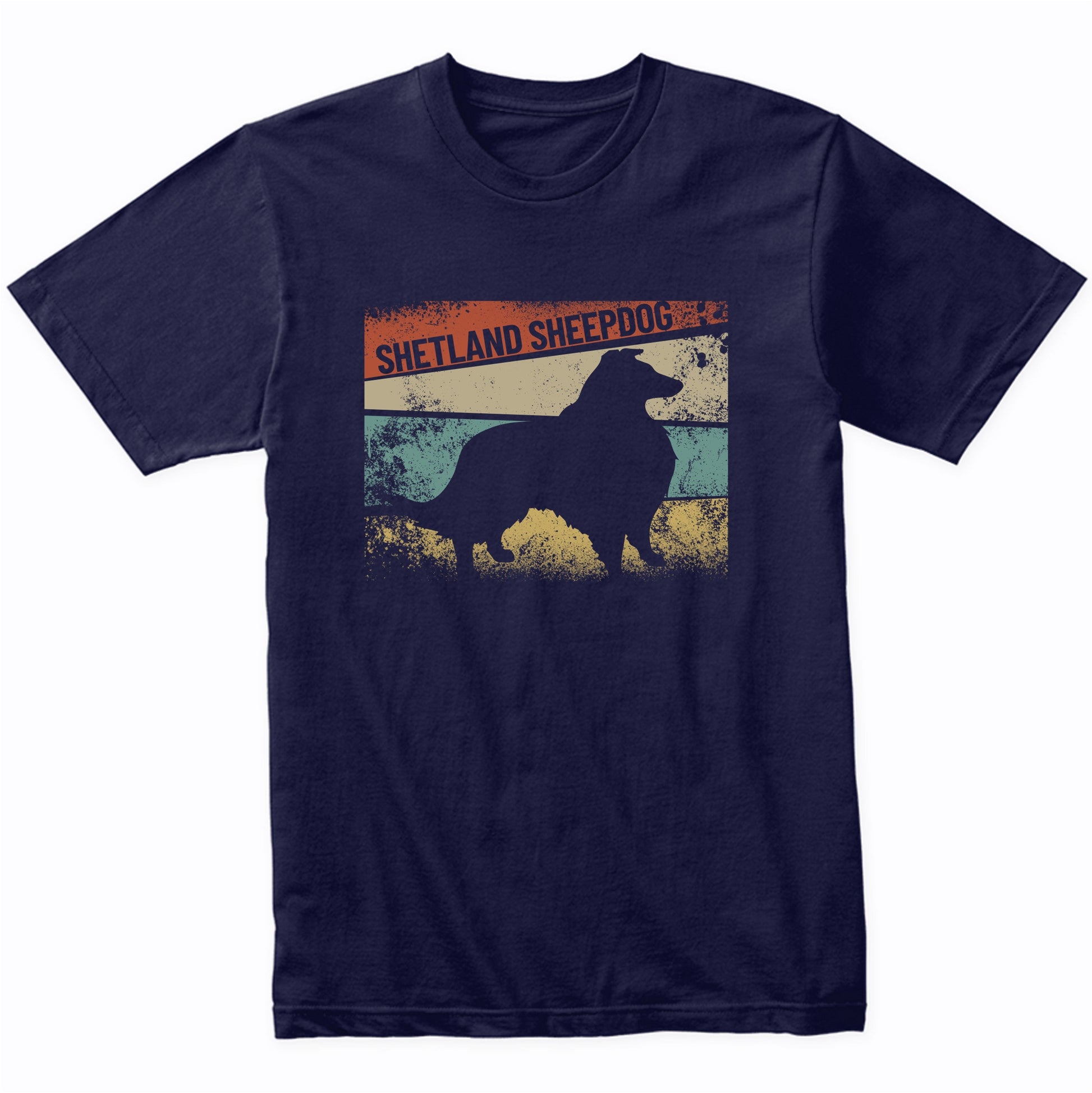 Retro Shetland Sheepdog Dog Breed Silhouette Sheltie T-Shirt