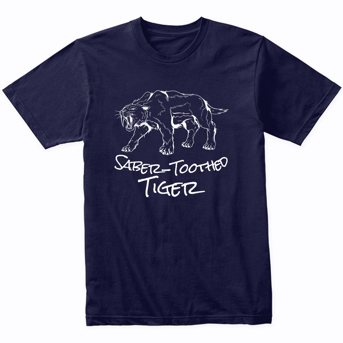 Saber-Toothed Tiger Sketch Cool Prehistoric Animal Smilodon T-Shirt