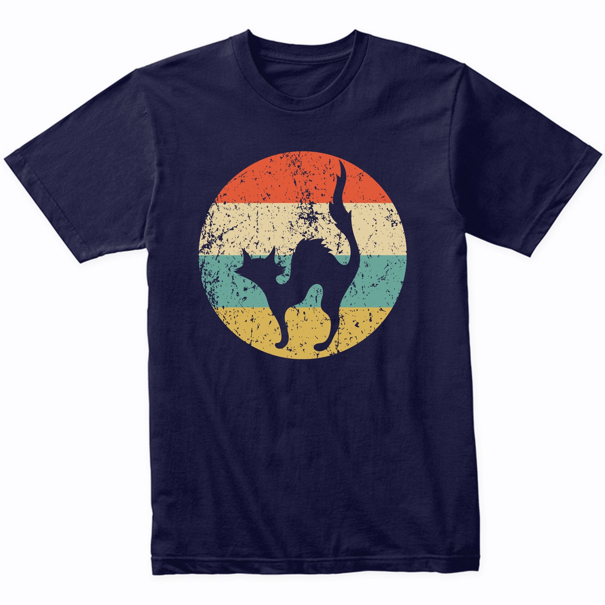 Retro Spooky Scary Cat Silhouette Creepy Halloween T-Shirt