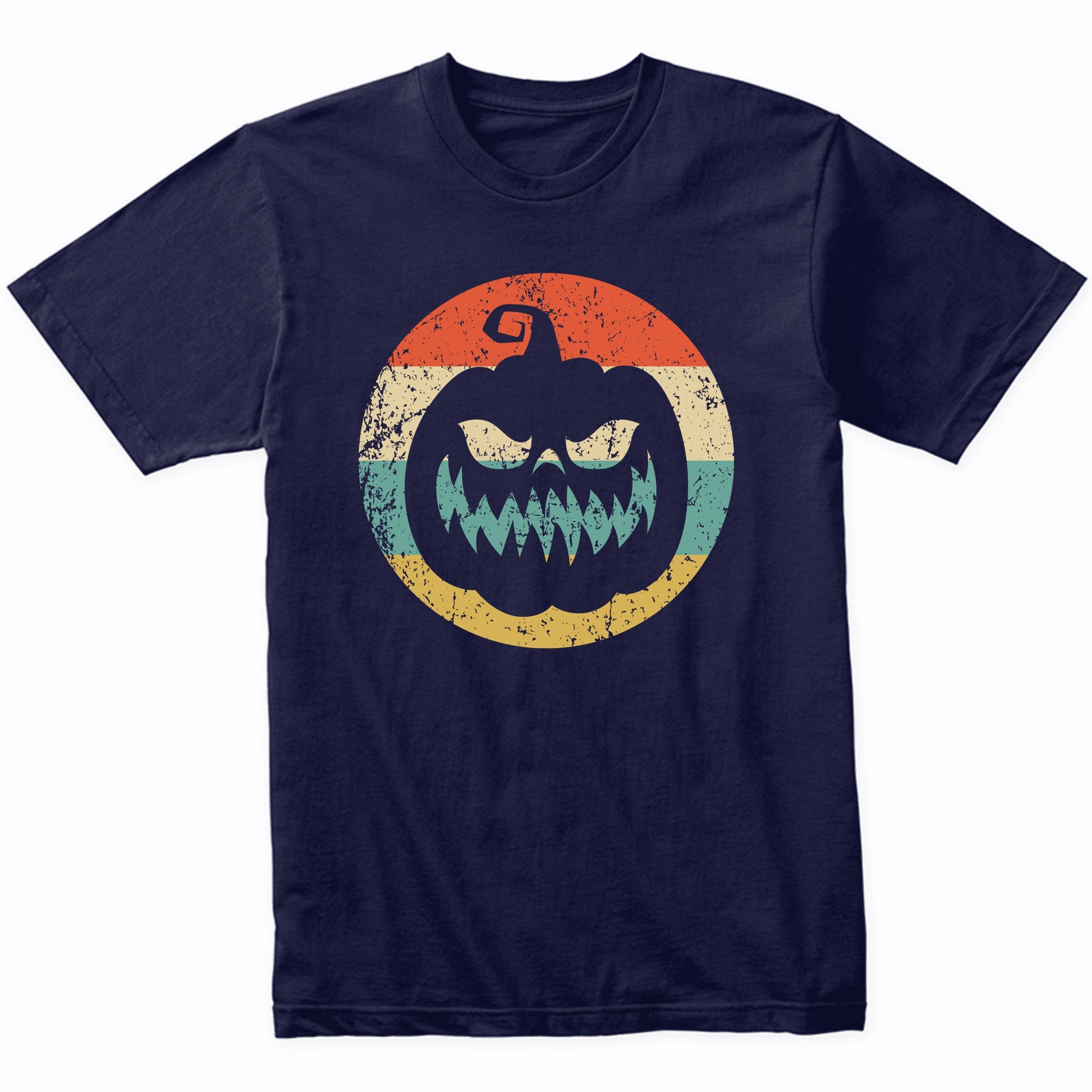Retro Halloween Scary Jackolantern Pumpkin Silhouette Spooky T-Shirt