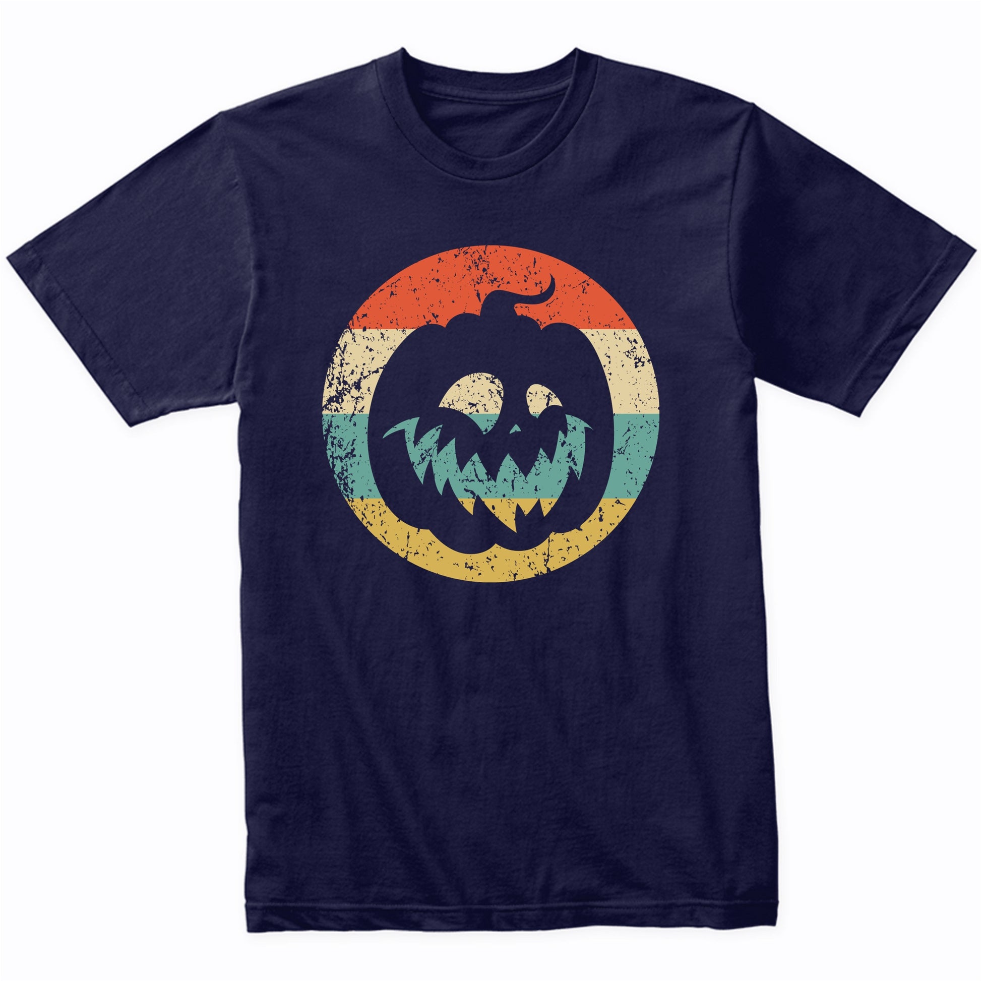 Retro Halloween Jackolantern Pumpkin Silhouette Spooky Scary T-Shirt