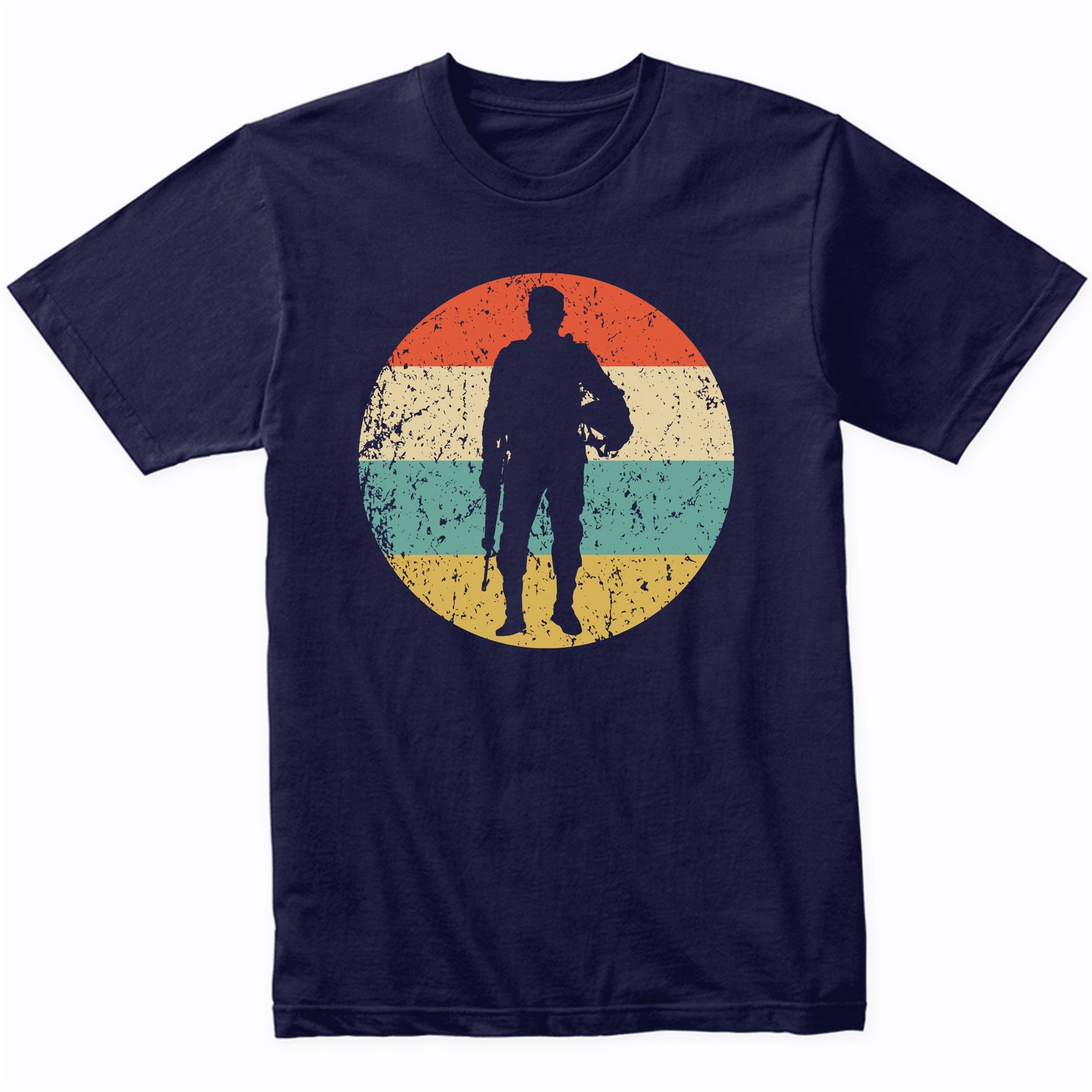 Standing Soldier Silhouette Retro Military T-Shirt