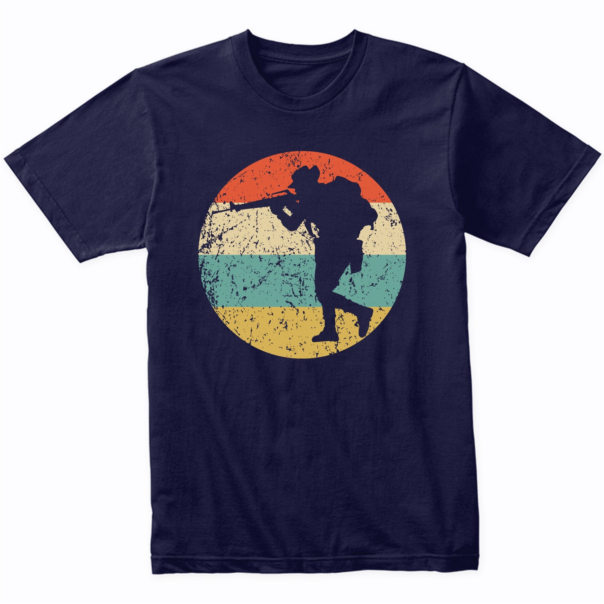 Walking Soldier Silhouette Retro Military T-Shirt